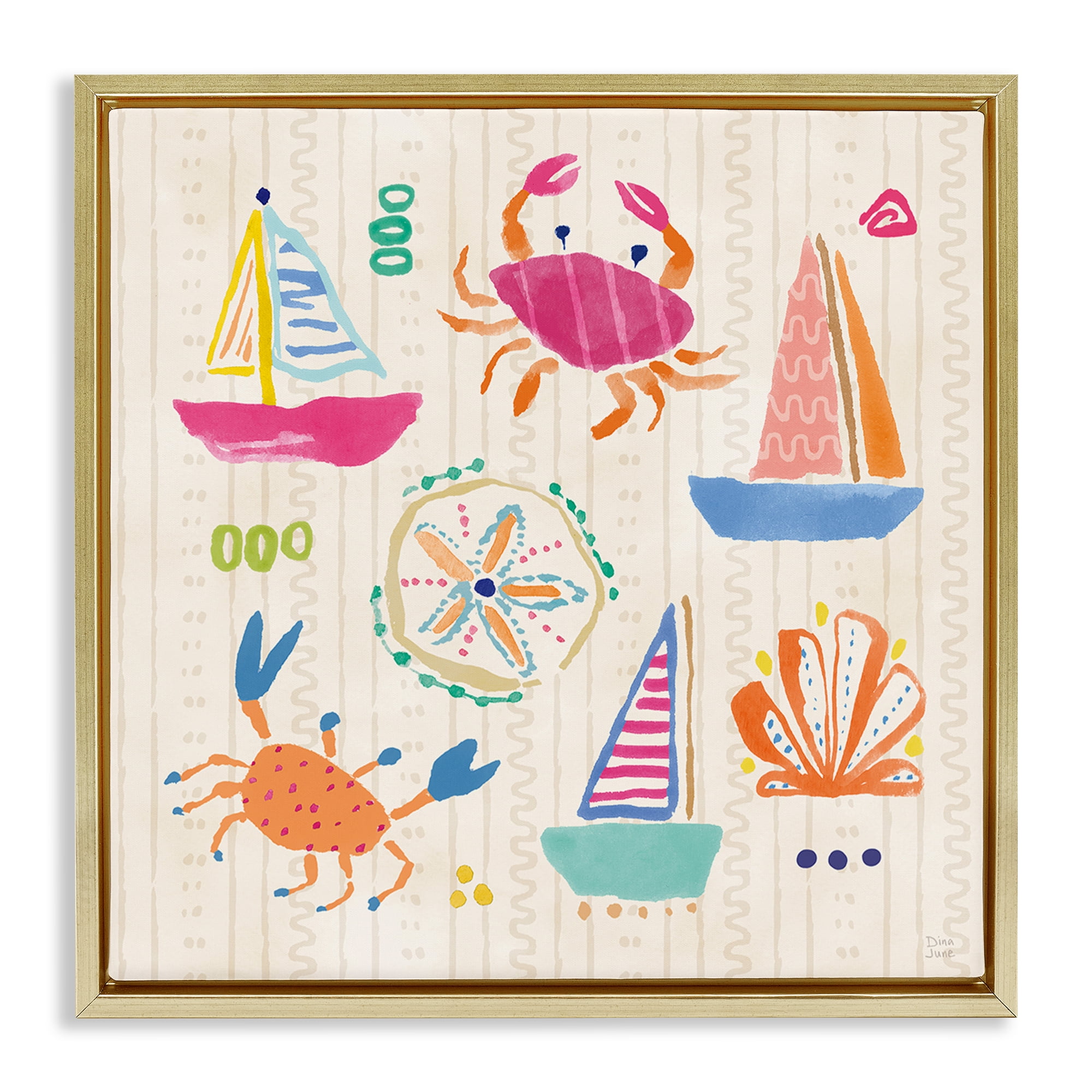 Stupell Industries Nautical Fine In The Sunshine Gold Framed Floater Canvas Wall Art, design by Dina June