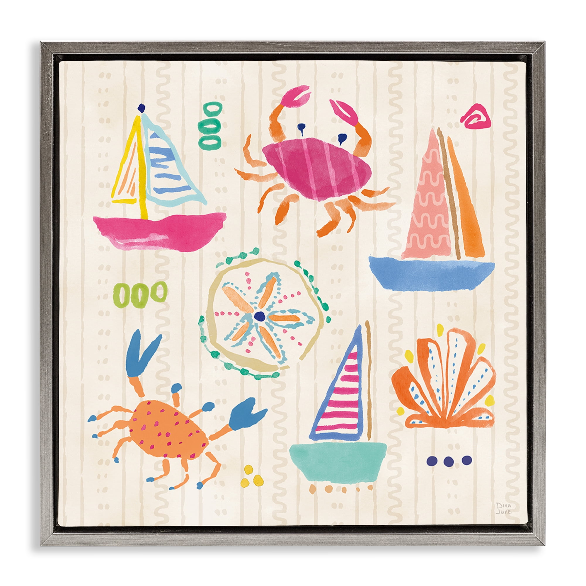 Stupell Industries Nautical Fine In The Sunshine Gray Framed Floater Canvas Wall Art, design by Dina June