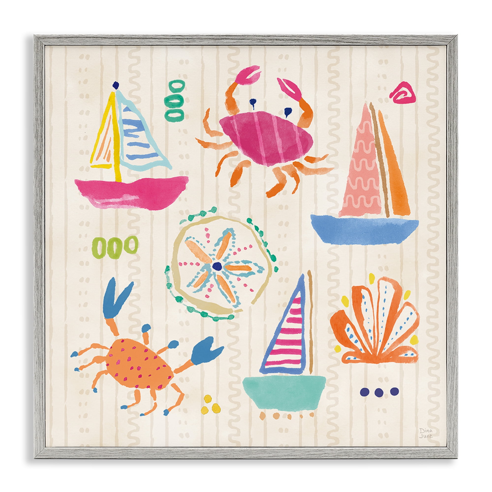 Stupell Industries Nautical Fine In The Sunshine Gray Framed Giclee Art, design by Dina June