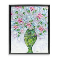 Stupell Industries Nautical Fish Bouquet Botanical & Floral Painting Black Floater Framed Art Print Wall Art, 17 x 21