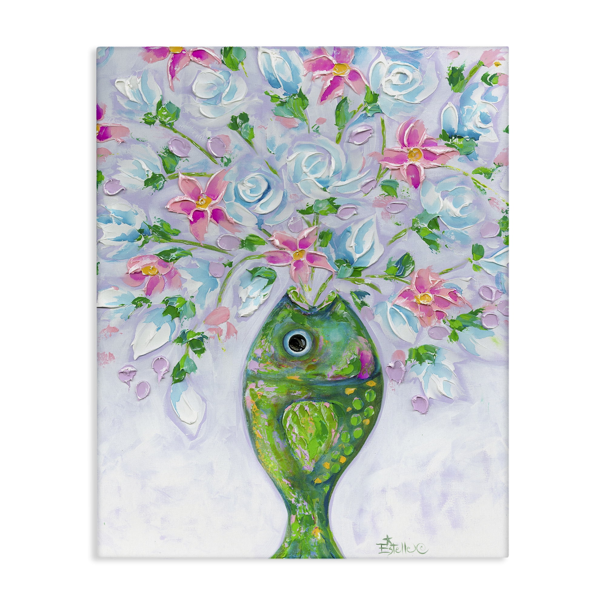 Stupell Industries Nautical Fish Bouquet Botanical & Floral Painting Gallery Wrapped Canvas Art Print Wall Art, 36 x 48