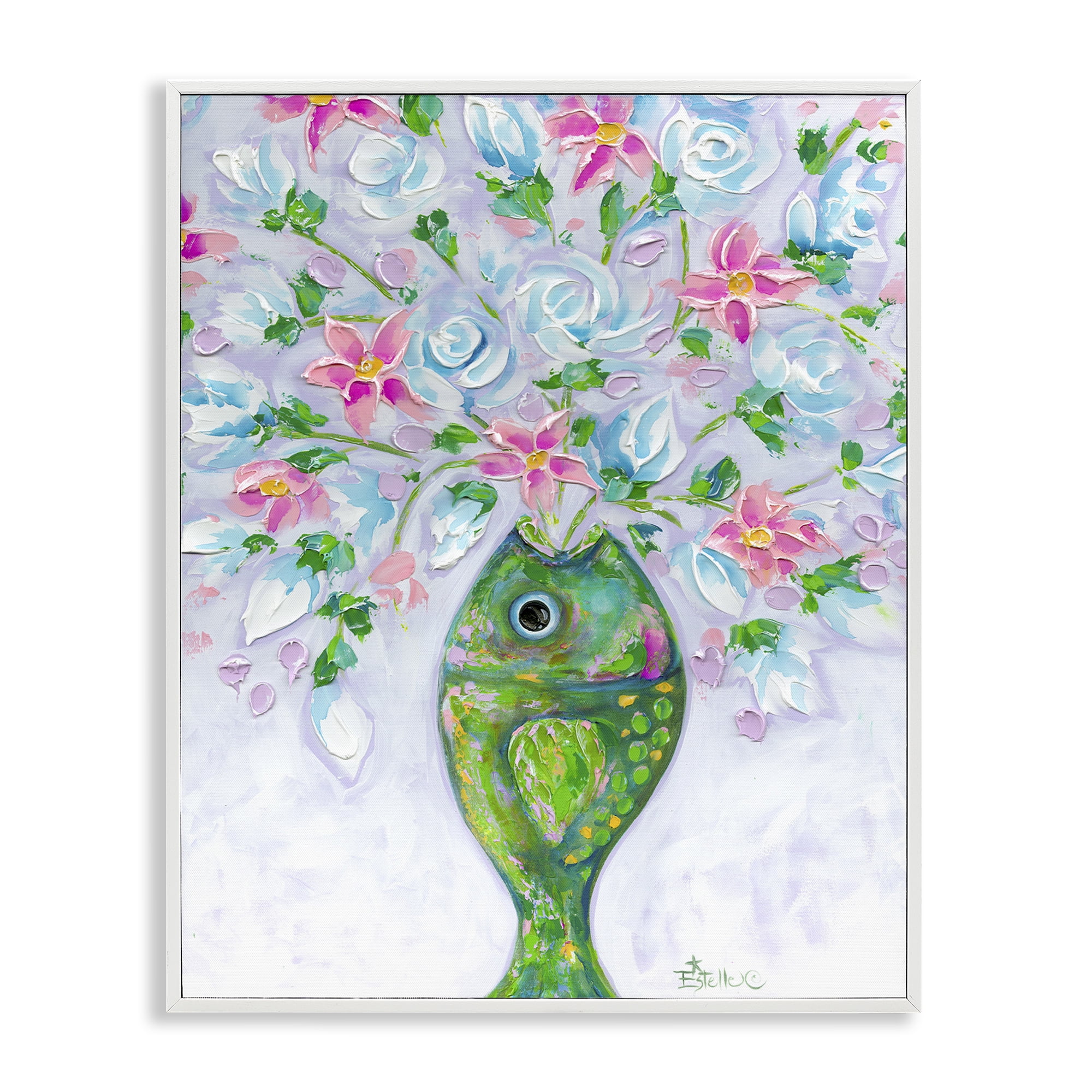 Stupell Industries Nautical Fish Bouquet Botanical & Floral Painting White Framed Art Print Wall Art, 11 x 14
