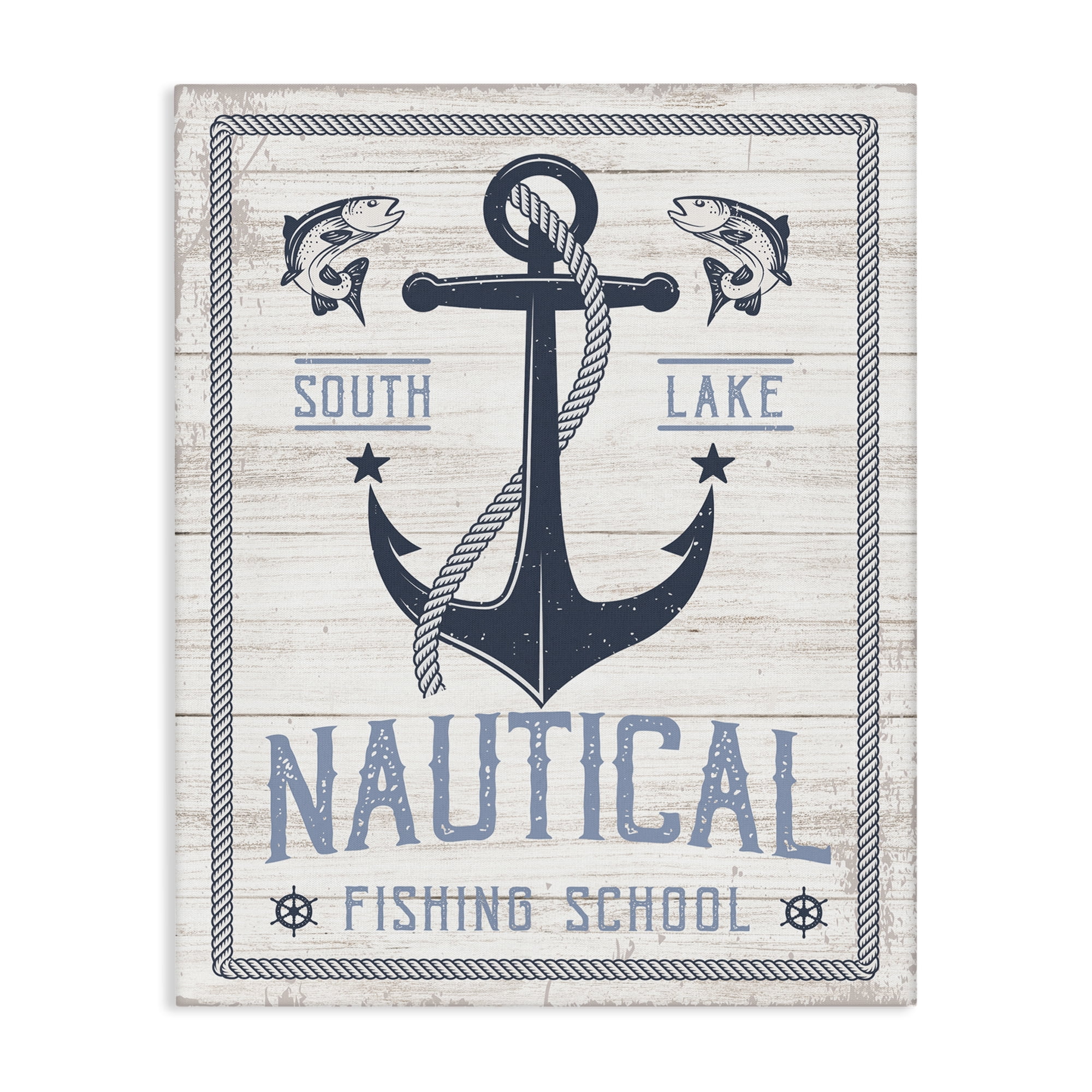 Stupell Industries Nautical Fishing School Nautical & Beach Painting Wrapped Canvas Art Print Wall Art, 24 x 30