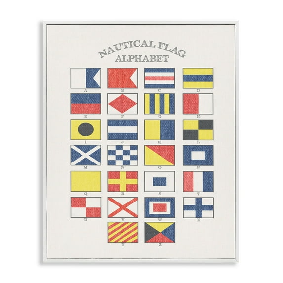 Stupell Industries Nautical Flag Alphabet Graphic Art White Framed Art Print Wall Art, 16x20, by Daphne Polselli