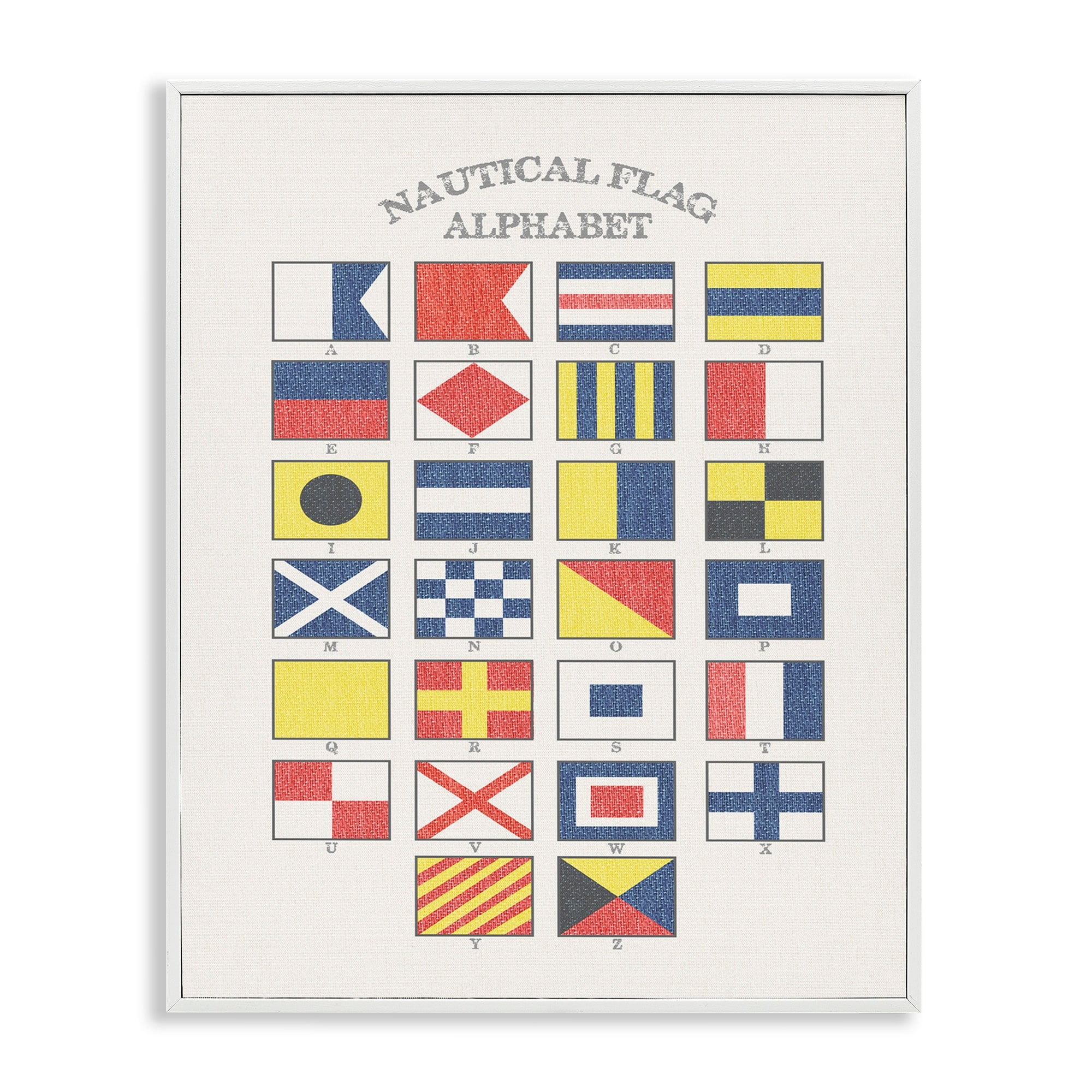 Stupell Industries Nautical Flag Alphabet Graphic Art White Framed Art Print Wall Art, 24x30, by Daphne Polselli