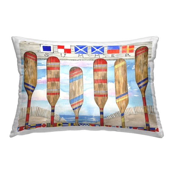 Stupell Industries Nautical Flags & Paddles Decorative Printed Throw Pillow Design by Ronnie Rooney.