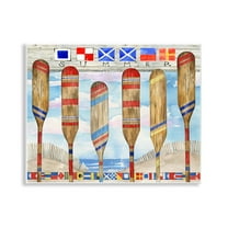 Stupell Industries Nautical Flags & Paddles Nautical & Beach Painting Unframed Art Print Wall Art, 14 x 11