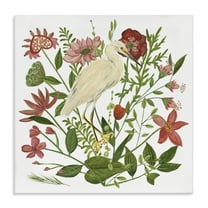 Stupell Industries Nautical Flowers & Egret Landscape Painting Gallery Wrapped Canvas Art Print Wall Art, 17 x 17
