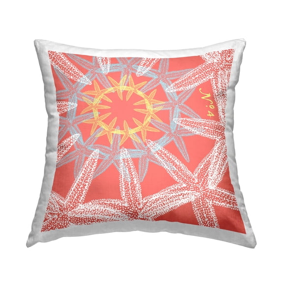 Stupell Industries Nautical Fractal Starfish Pattern Printed Throw Pillow Design by Geoff Tygert