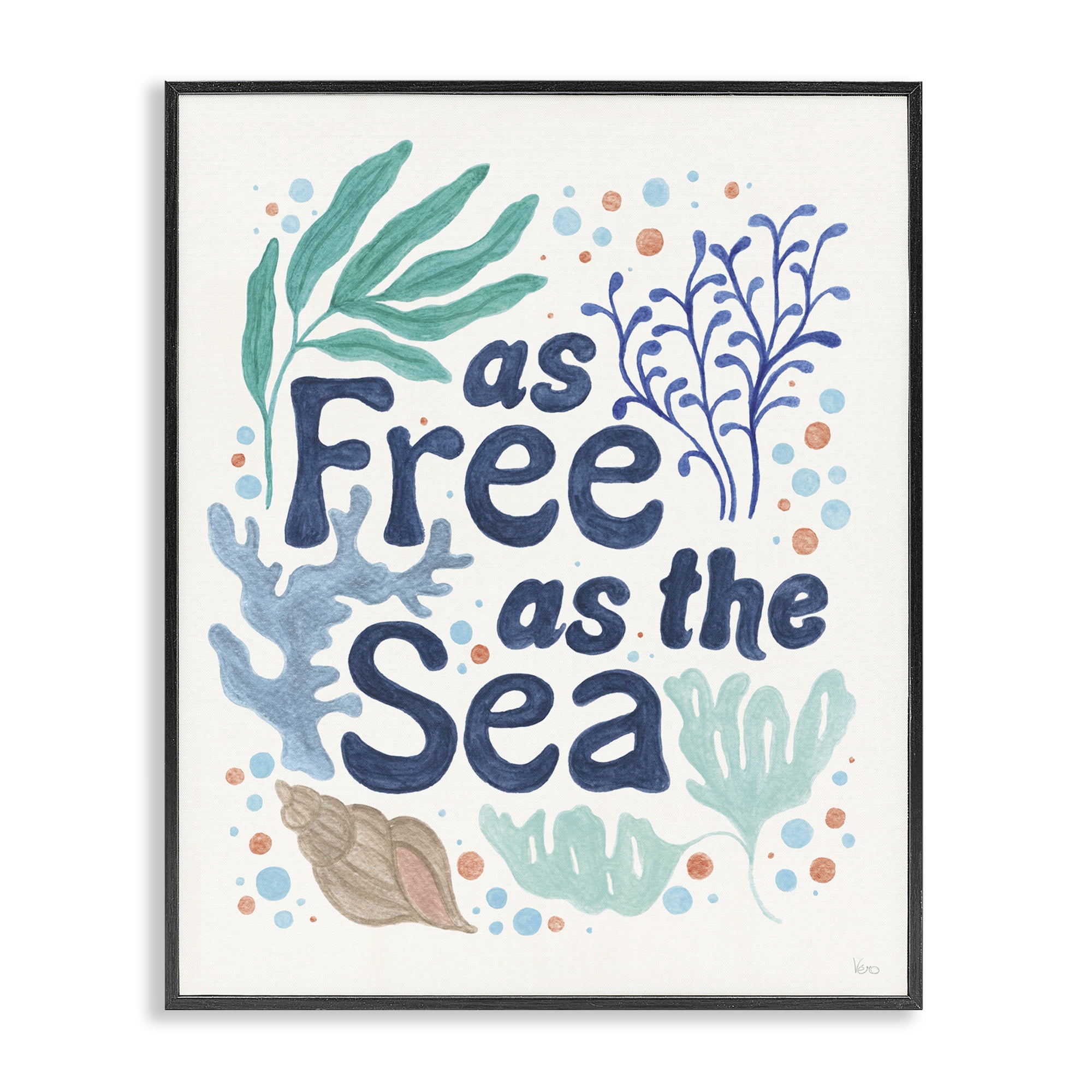 Stupell Industries Nautical Free As Sea Nautical & Beach Painting Black Framed Art Print Wall Art, 16 x 20