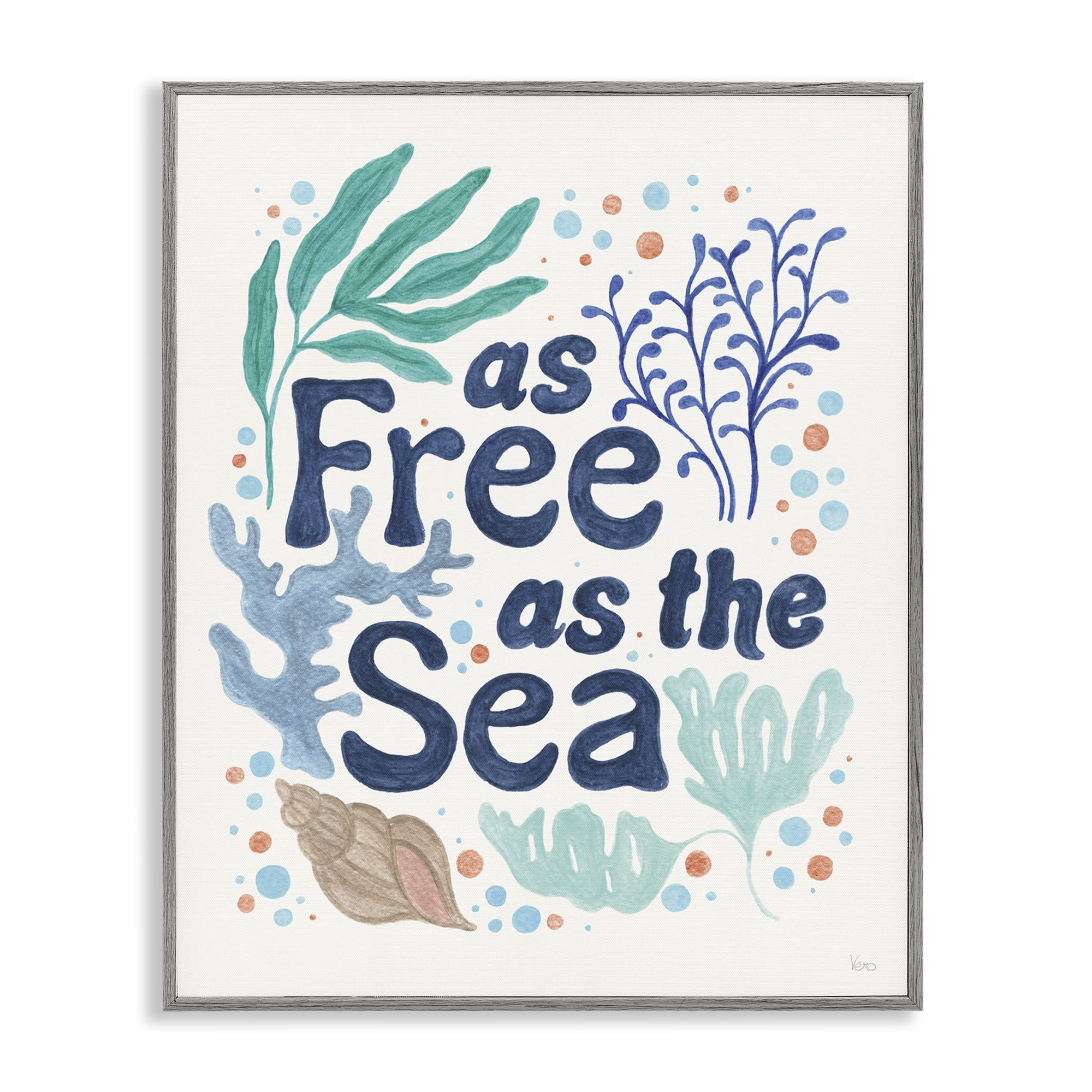 Stupell Industries Nautical Free As Sea Nautical & Beach Painting Gray Framed Art Print Wall Art, 16 x 20