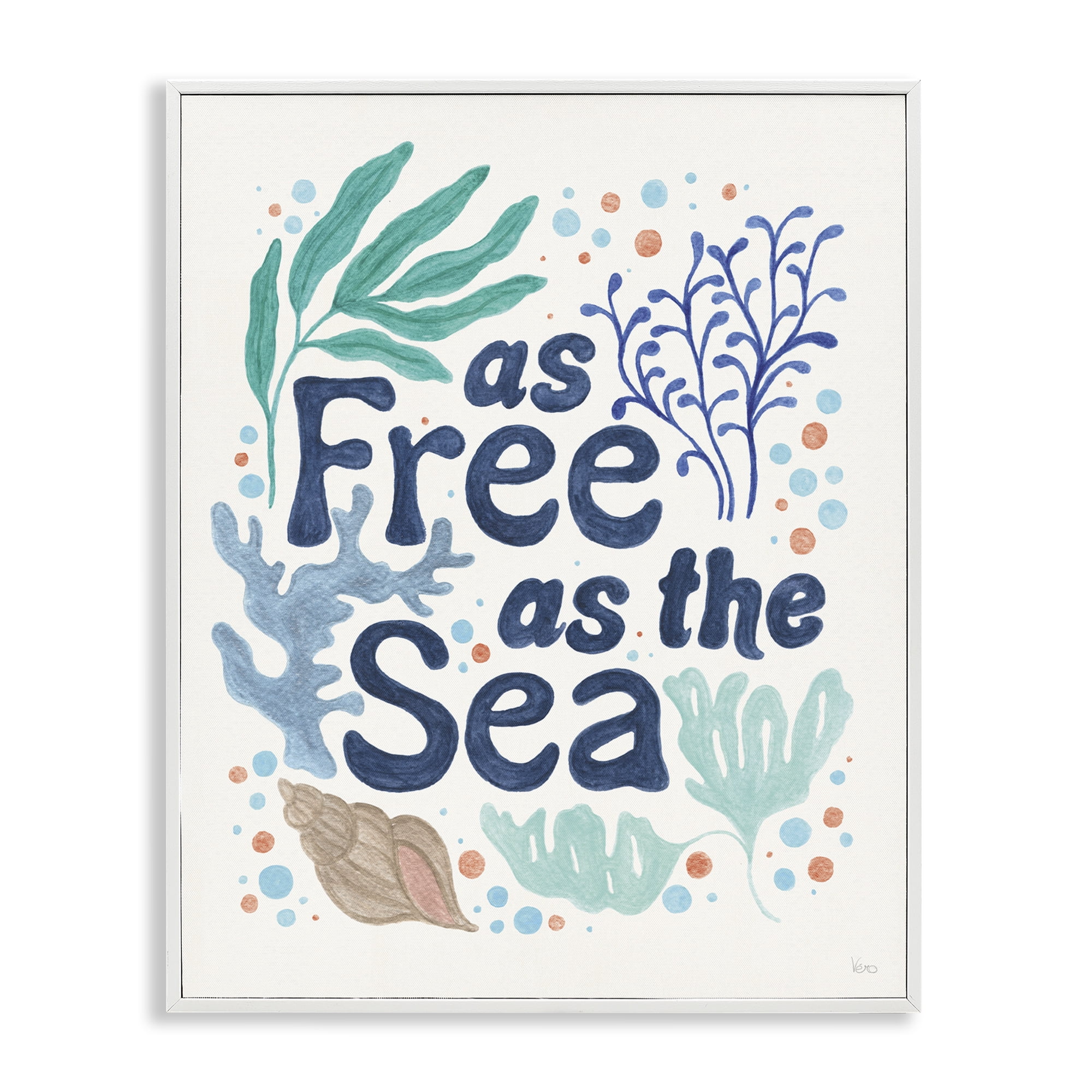 Stupell Industries Nautical Free As Sea Nautical & Beach Painting White Framed Art Print Wall Art, 16 x 20