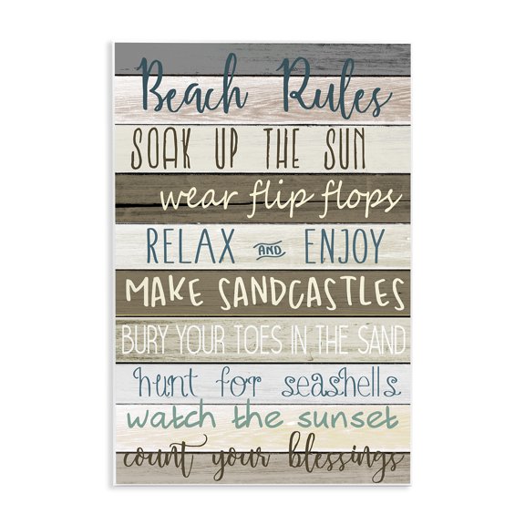Stupell Industries Coastal Nautical Fun Beach Rules Wall Plaque Art, 13 x 19, by Kim Allen