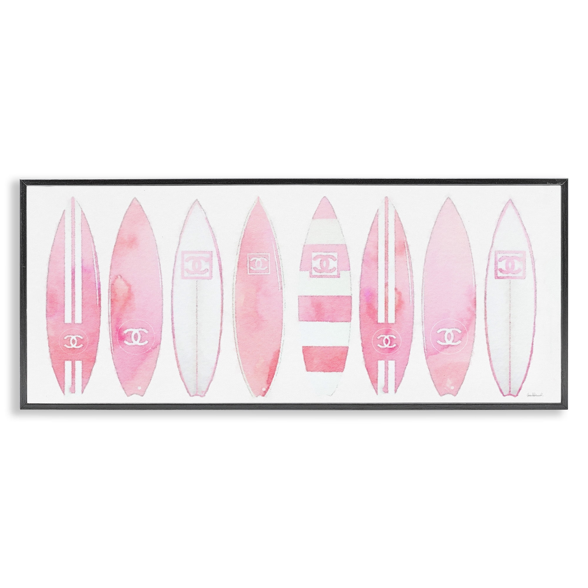 Stupell Industries Nautical Glam Fashion Surfboards Beauty & Fashion Painting Black Framed Art Print Wall Art, 24 x 10