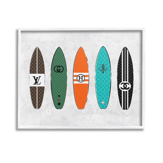 Stupell Industries Nautical Glam Surfboards Beauty & Fashion Painting White Framed Art Print Wall Art, 14 x 11