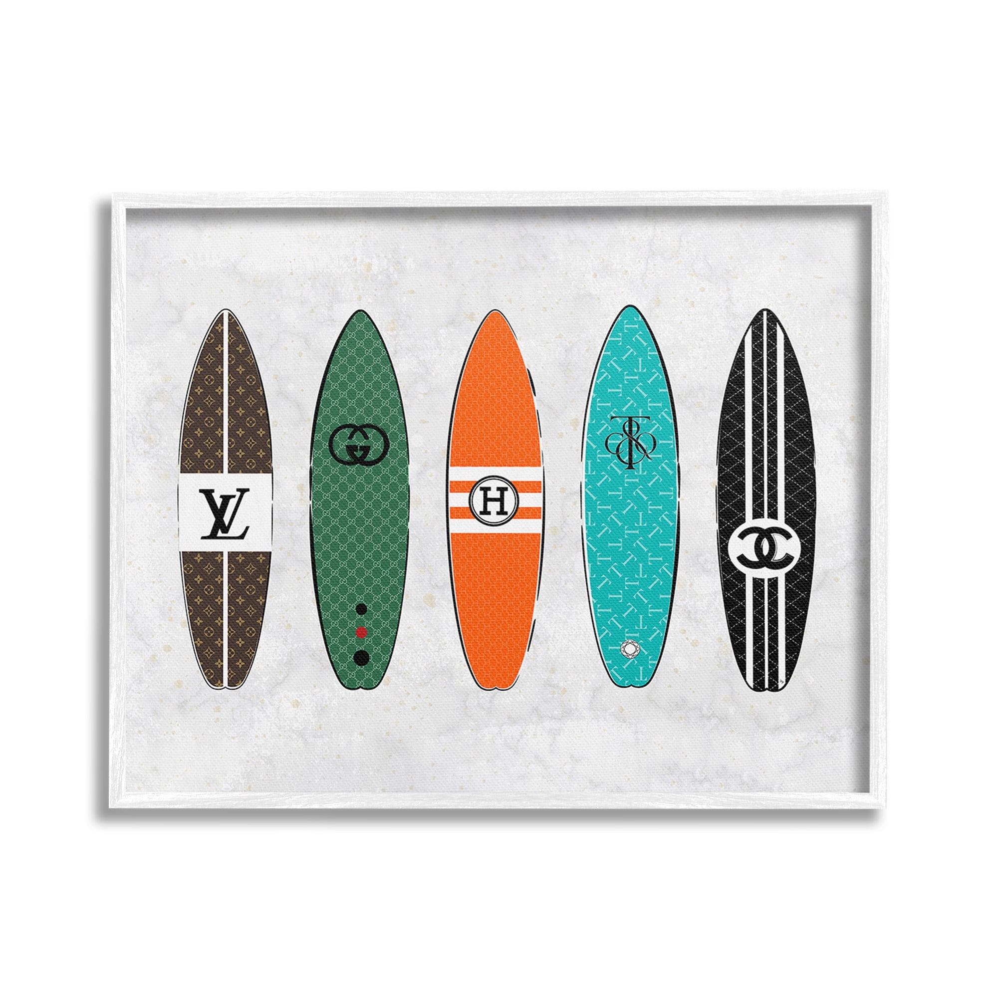 Stupell Industries Nautical Glam Surfboards Beauty & Fashion Painting White Framed Art Print Wall Art, 20 x 16
