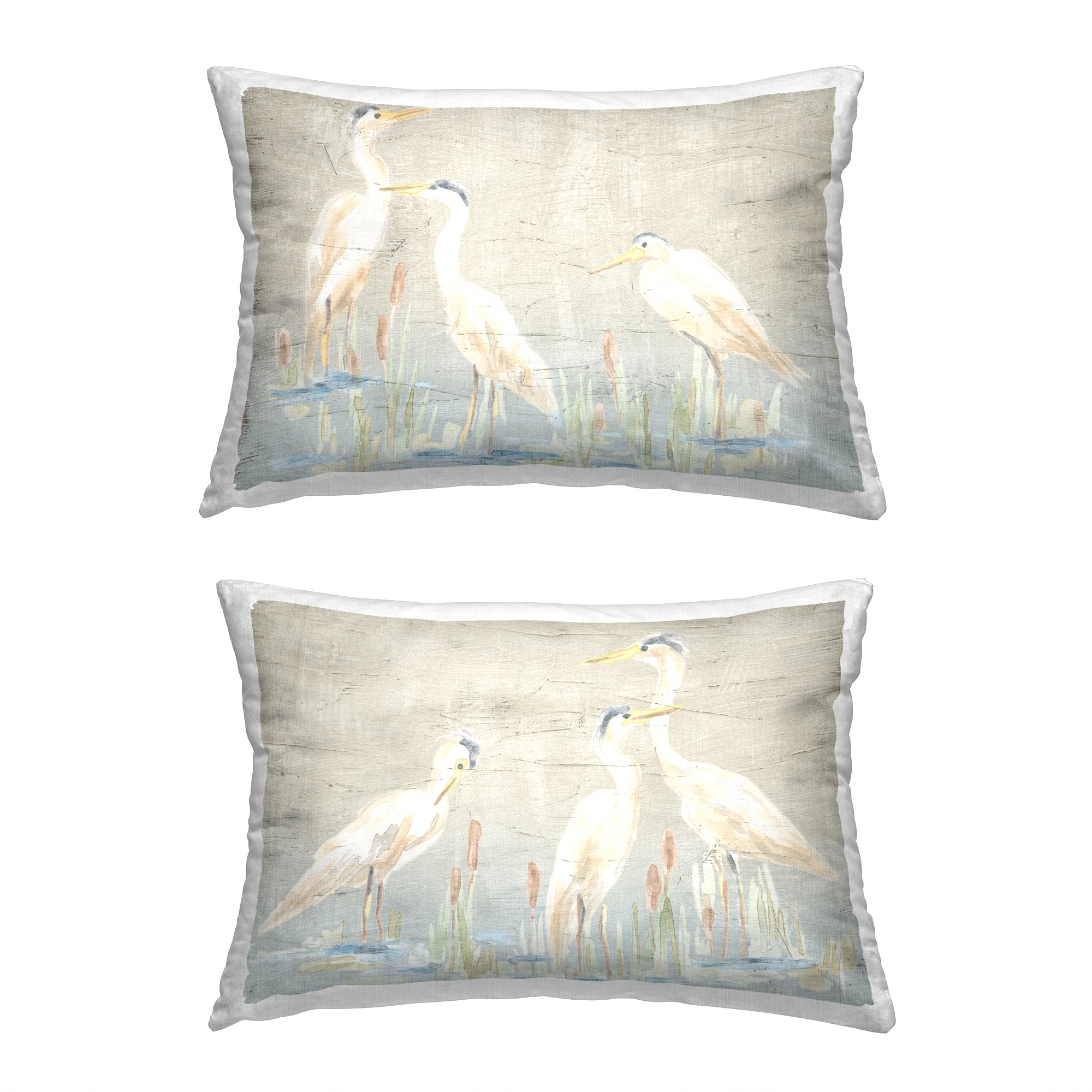 Stupell Industries Nautical Heron Birds Decorative Printed Throw Pillow, 14 x 20