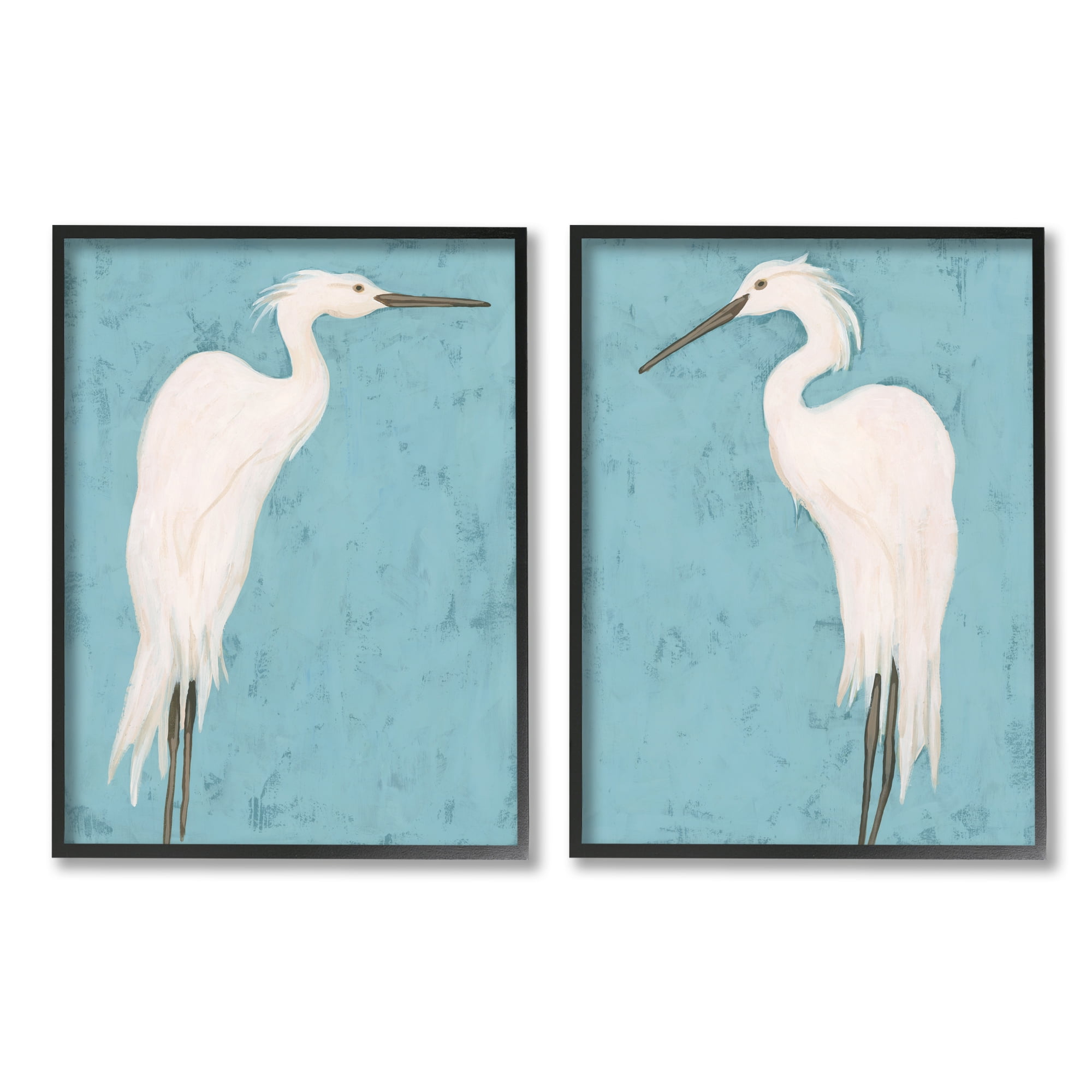 Stupell Industries Nautical Heron Casual Coastal Bird Distressed Blue Painting,24 x 30, Design by June Erica Vess