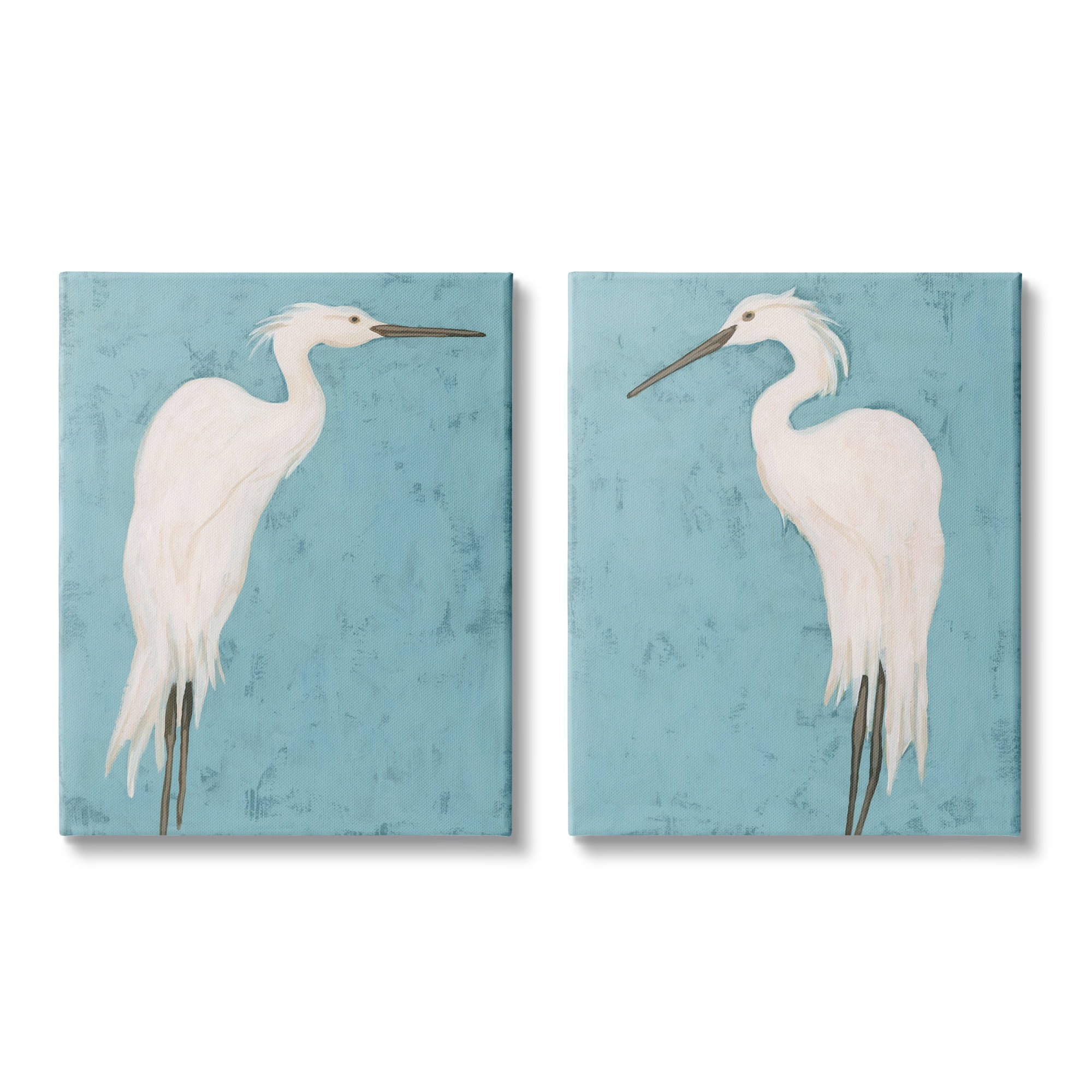 Stupell Industries Nautical Heron Casual Coastal Bird Distressed Blue Painting,24 x 30, Design by June Erica Vess