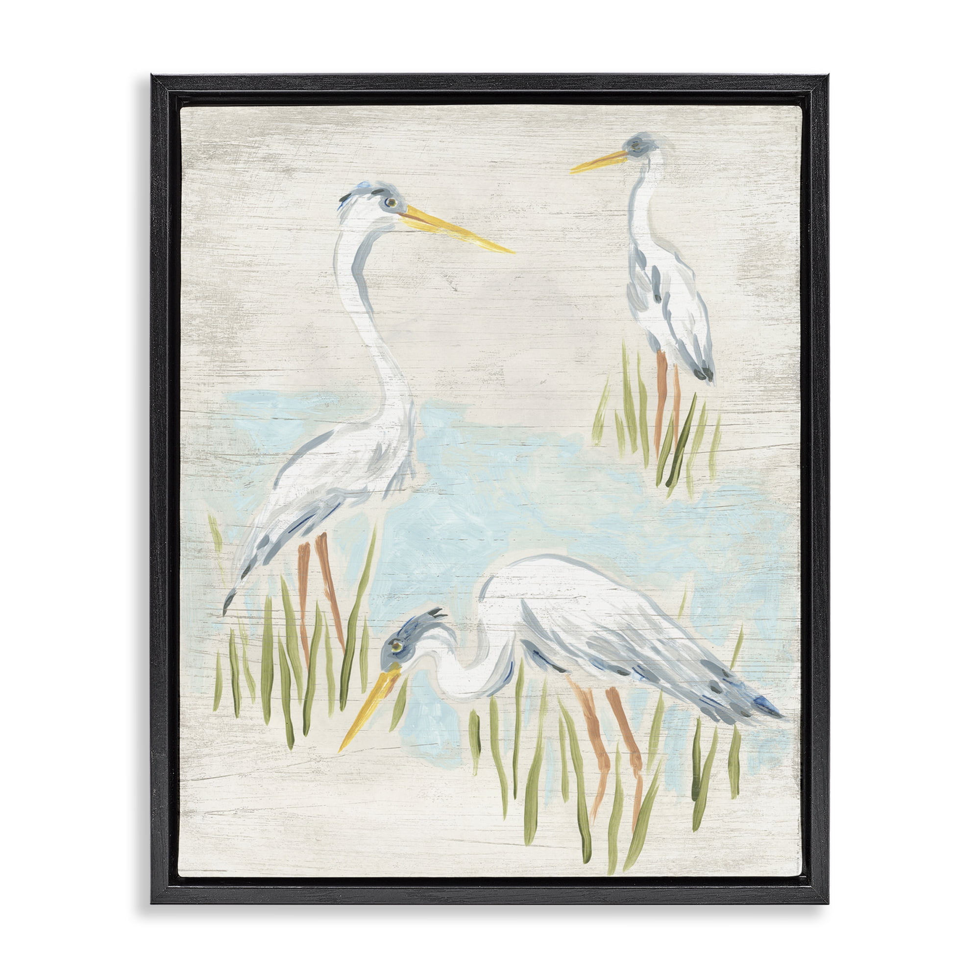 Stupell Industries Nautical Heron Trio Animals & Insects Painting Black Floater Framed Canvas Art Print Wall Art, 17 x 21