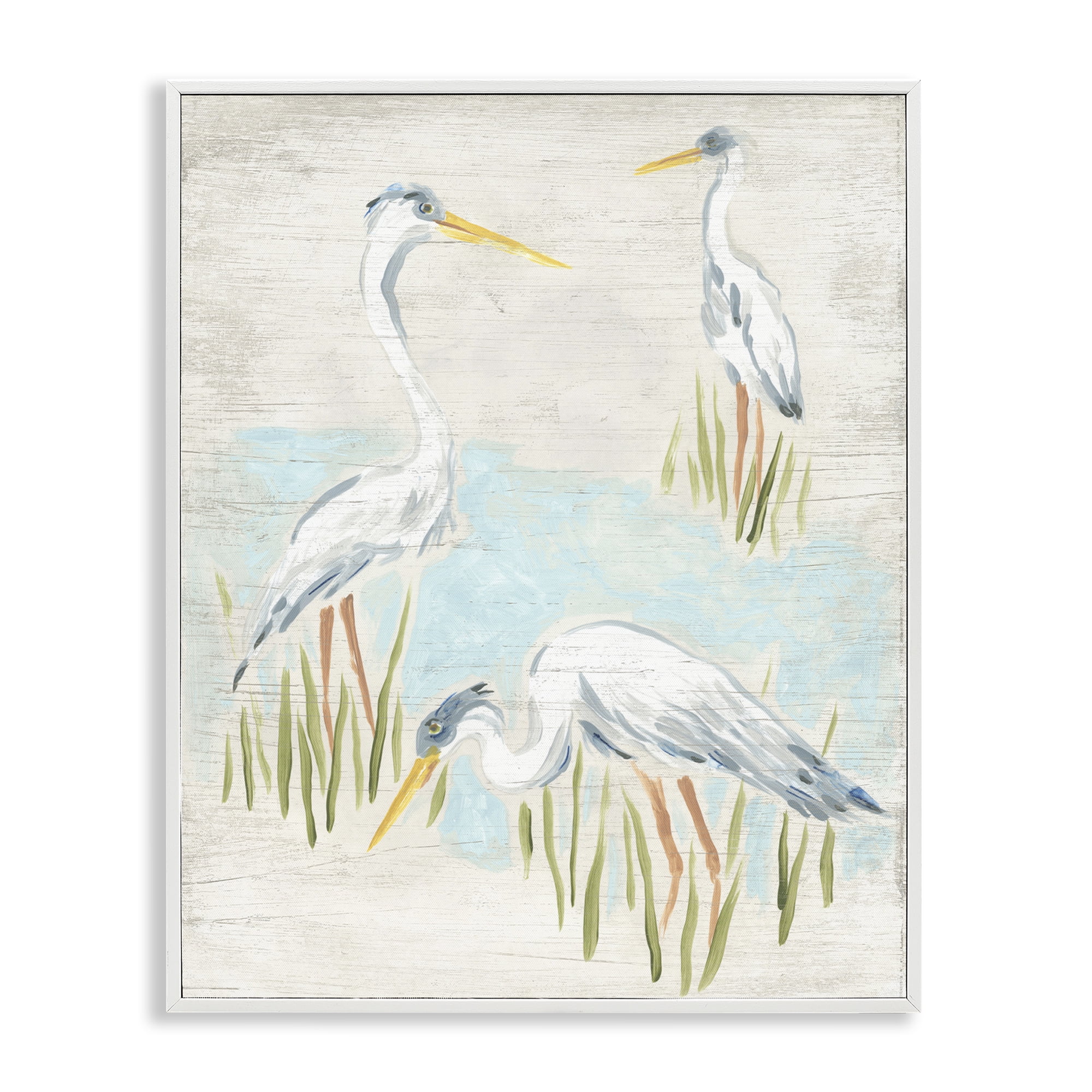Stupell Industries Nautical Heron Trio Animals & Insects Painting White Framed Art Print Wall Art, 16 x 20
