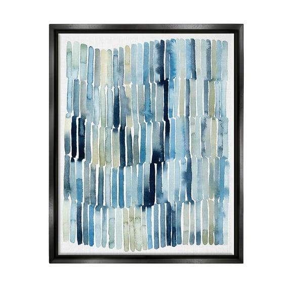 Stupell Industries Nautical Inspired Abstraction Blue Beige Blocked Lines Jet Black Framed Floating Canvas Wall Art, 16x20, by Grace Popp