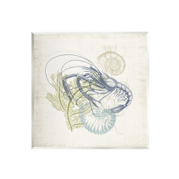 Stupell Industries Nautical Layered Sea Life Crawdad Ocean Botanicals Graphic Art Unframed Art Print Wall Art, Design by Victoria Barnes