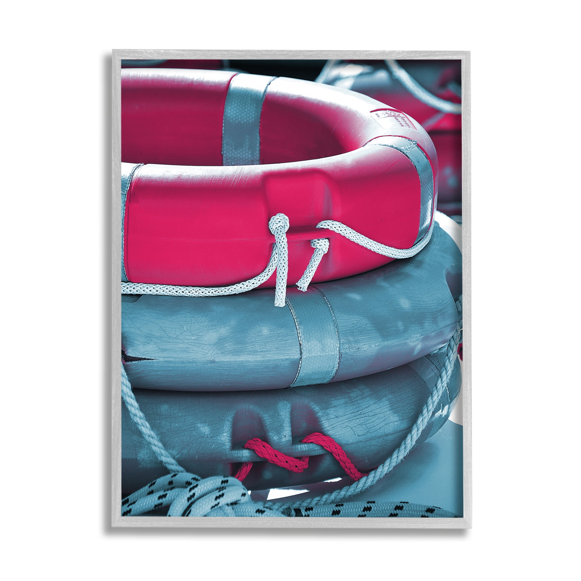 Stupell Industries Nautical Life Buoys Nature Photography Gray Framed Art Print Wall Art, 11 x 14