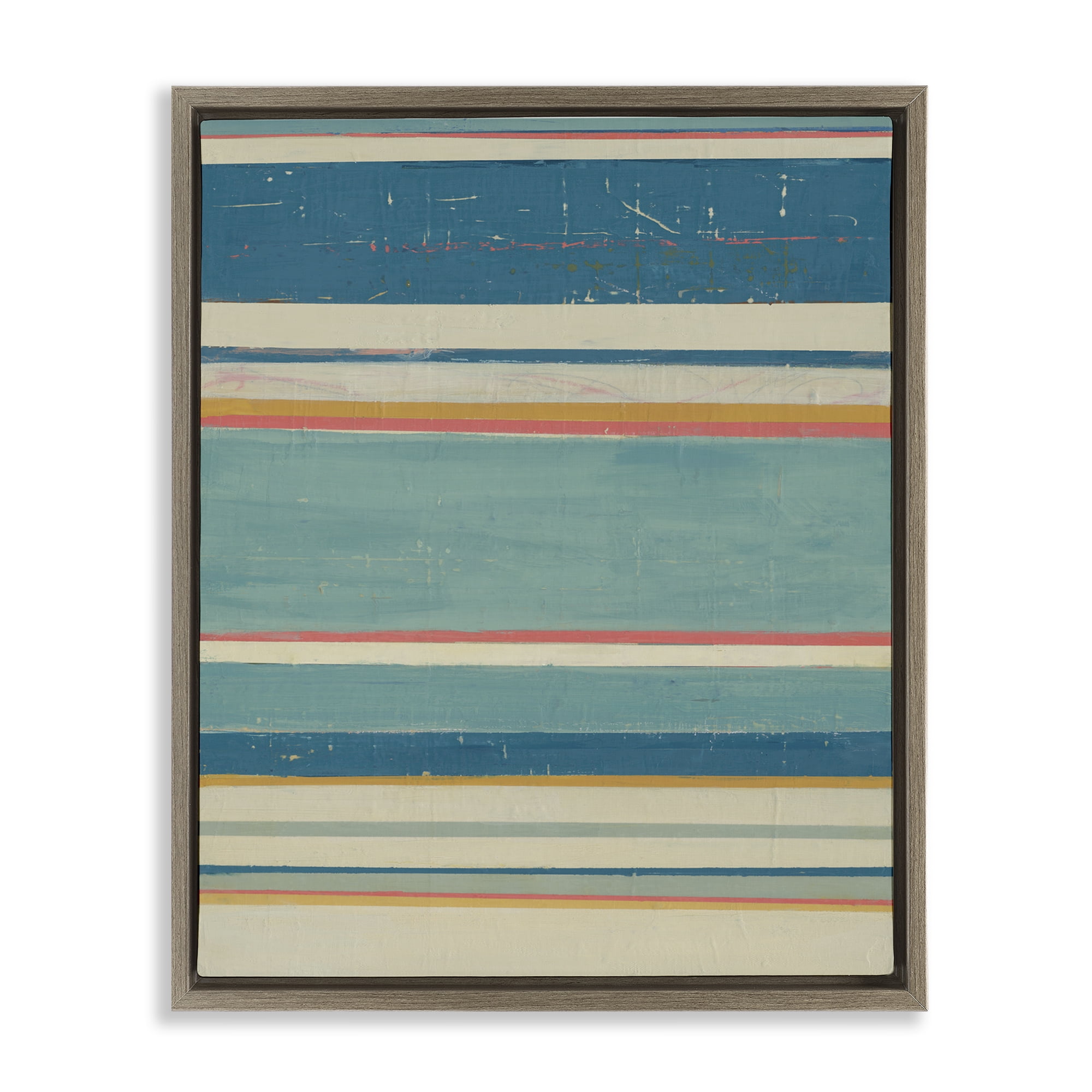 Stupell Industries Nautical Linear Pattern Abstract Painting Brown Floater Framed Canvas Art Print Wall Art, 25 x 31