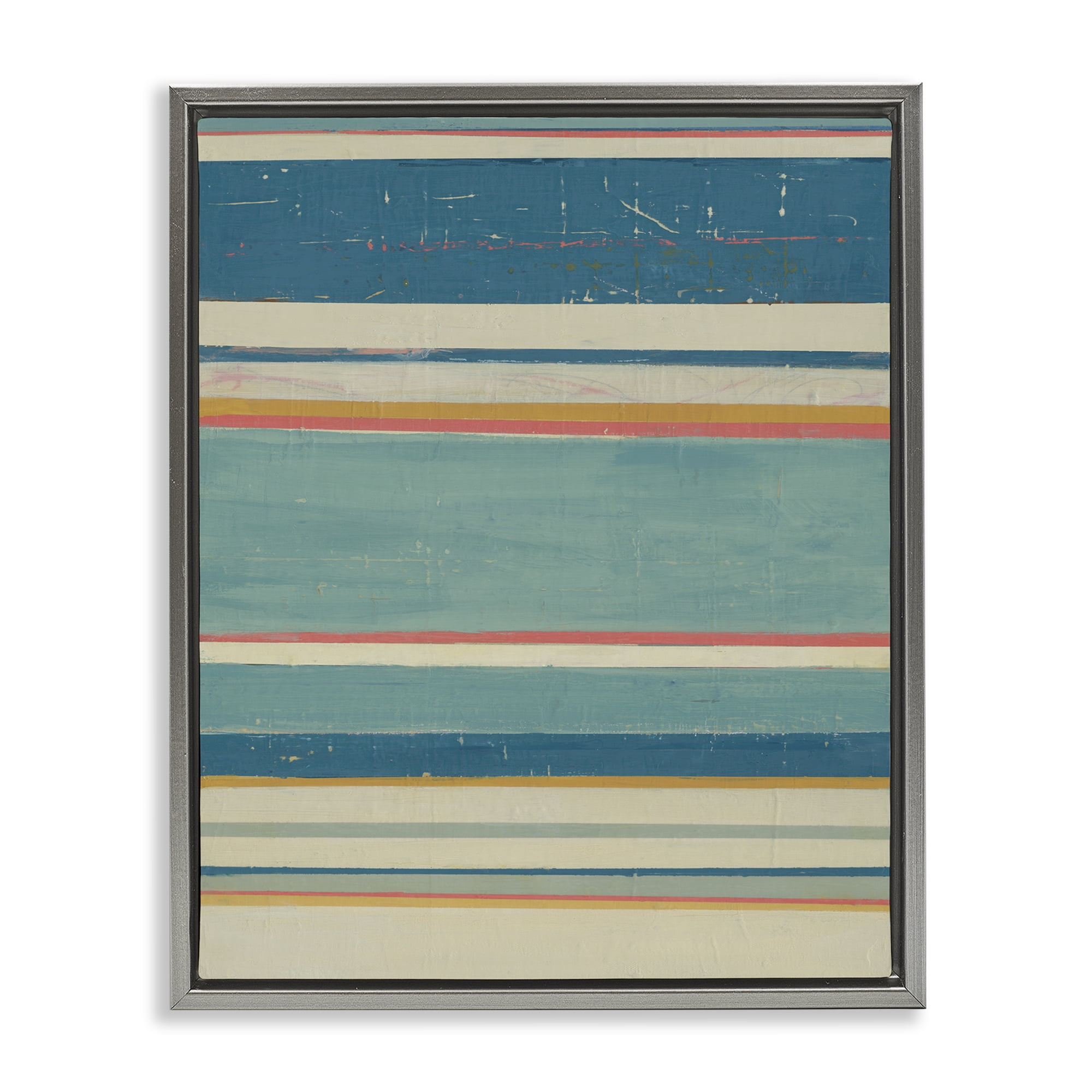 Stupell Industries Nautical Linear Pattern Abstract Painting Gray Floater Framed Canvas Art Print Wall Art, 17 x 21