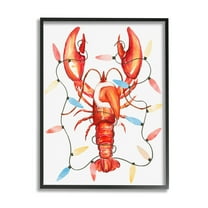 Stupell Industries Nautical Lobster Christmas Lights Holiday Painting Black Framed Art Print Wall Art