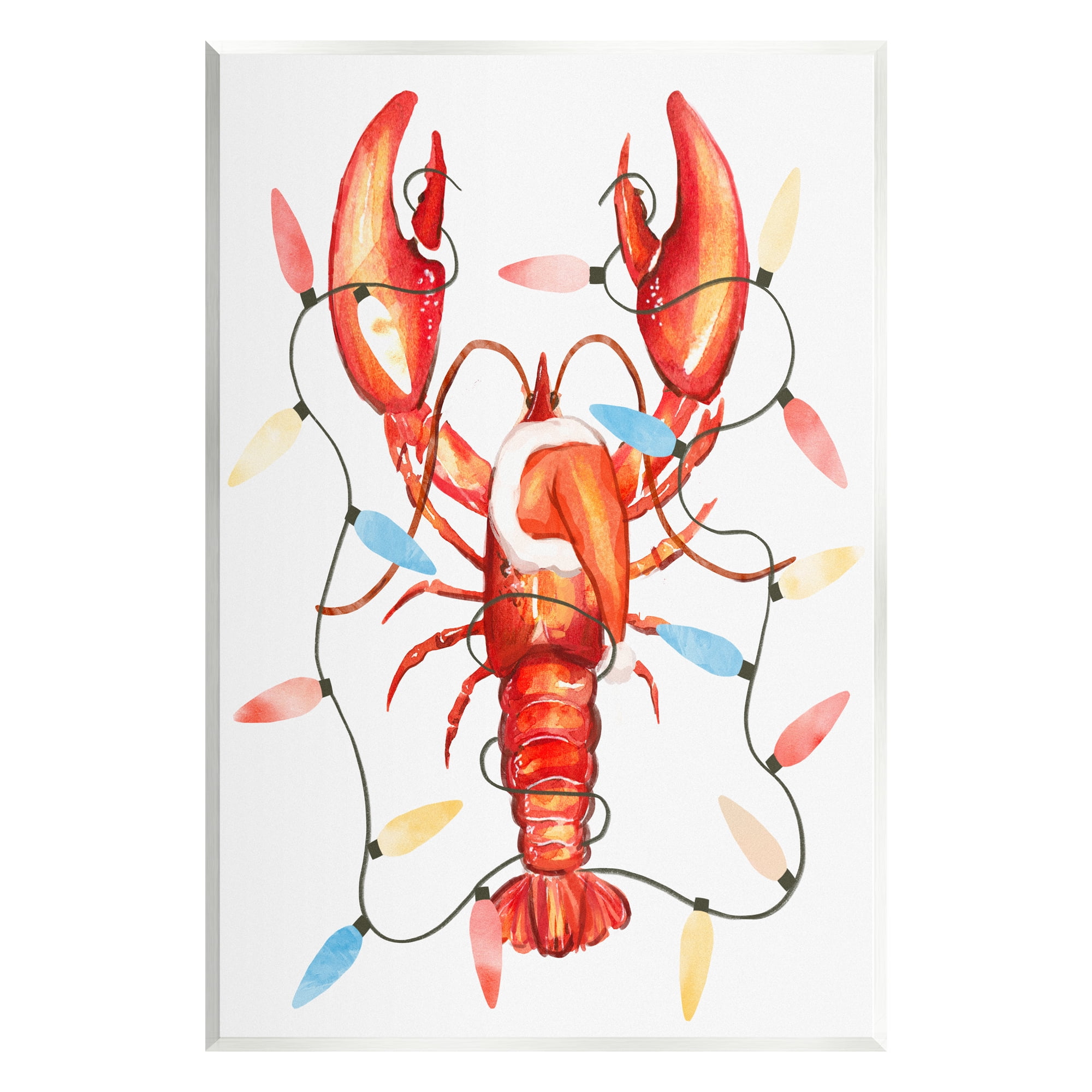 Stupell Industries Nautical Lobster Christmas Lights Holiday Painting Unframed Art Print Wall Art