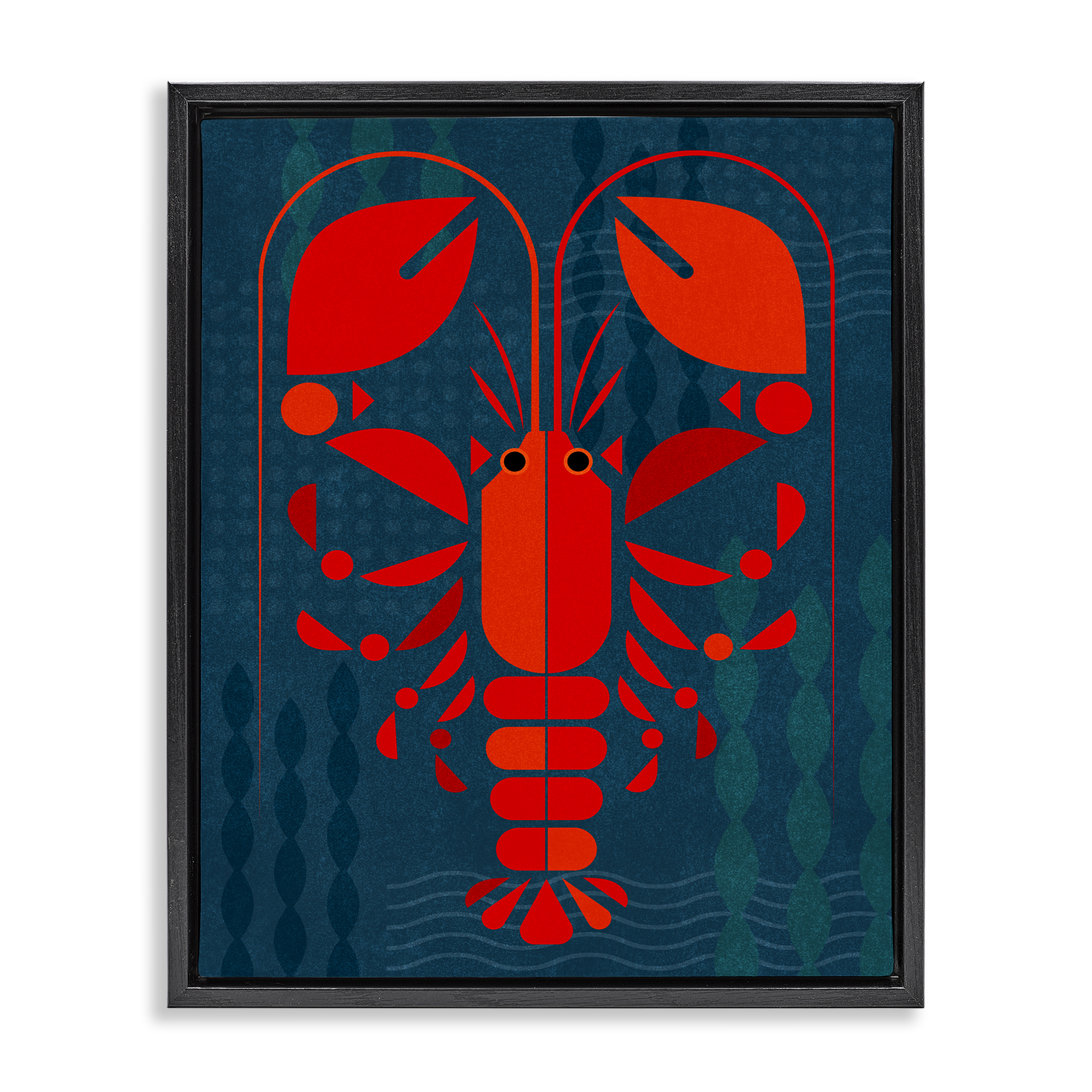 Stupell Industries Nautical Lobster Shape Animals Painting Black Floater Framed Canvas Art Print Wall Art, 17 x 21