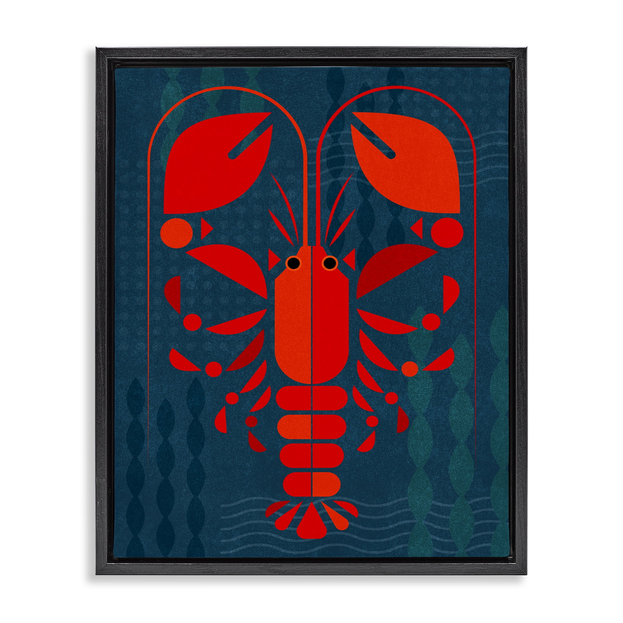 Stupell Industries Nautical Lobster Shape Animals Painting Black Floater Framed Canvas Art Print Wall Art, 25 x 31