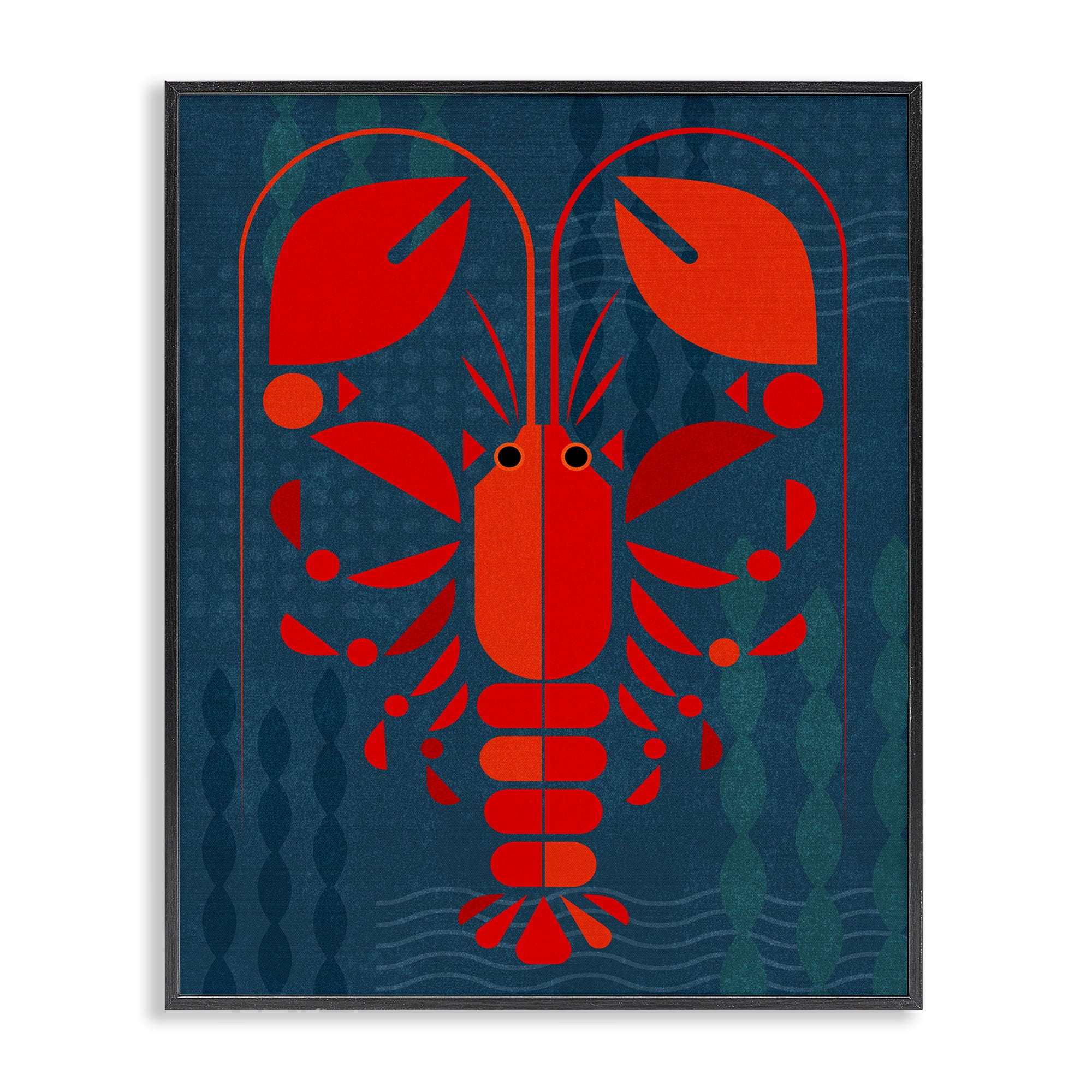 Stupell Industries Nautical Lobster Shape Animals Painting Black Framed Art Print Wall Art, 11 x 14