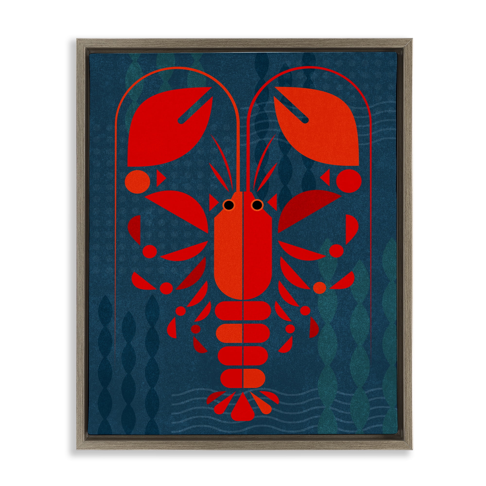 Stupell Industries Nautical Lobster Shape Animals Painting Brown Floater Framed Canvas Art Print Wall Art, 17 x 21