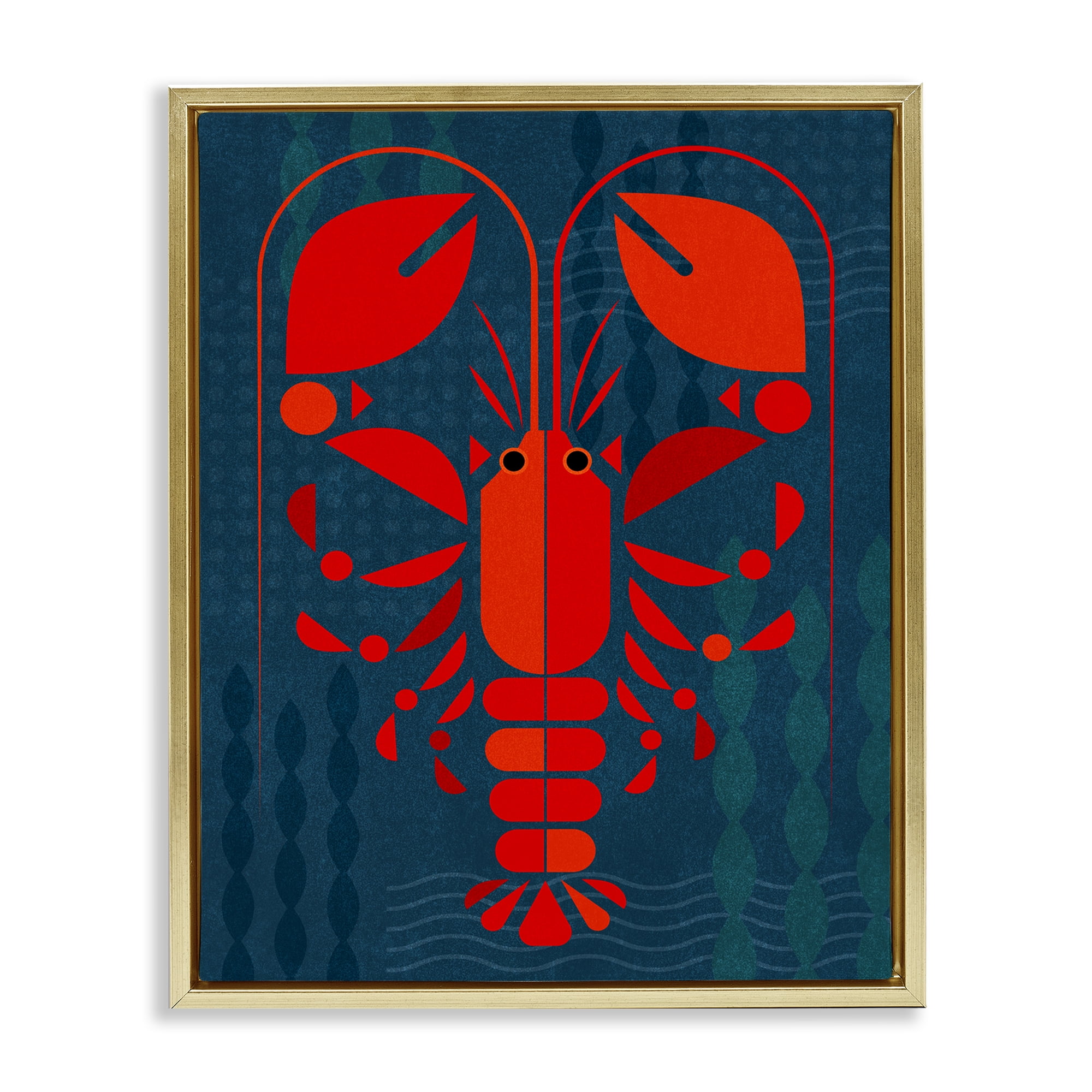 Stupell Industries Nautical Lobster Shape Animals Painting Gold Floater Framed Canvas Art Print Wall Art, 17 x 21