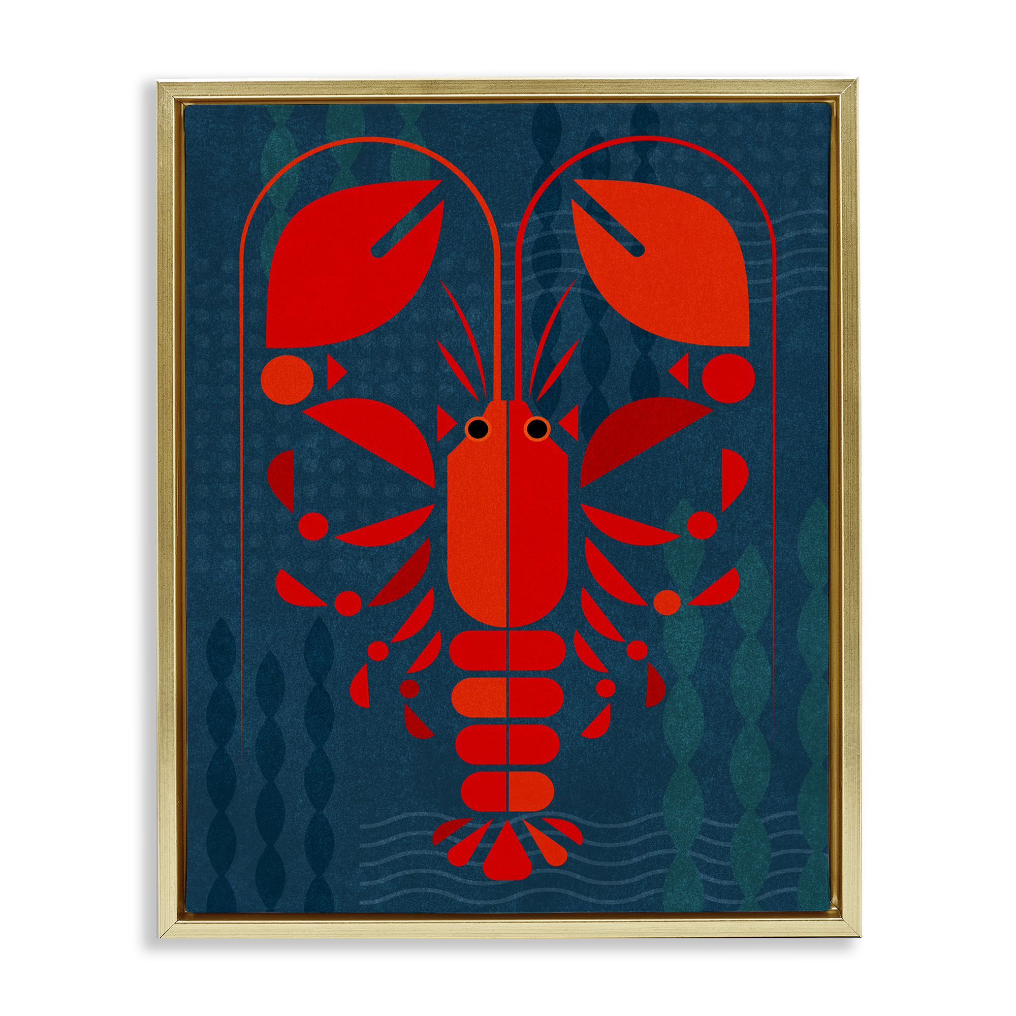 Stupell Industries Nautical Lobster Shape Animals Painting Gold Floater Framed Canvas Art Print Wall Art, 25 x 31