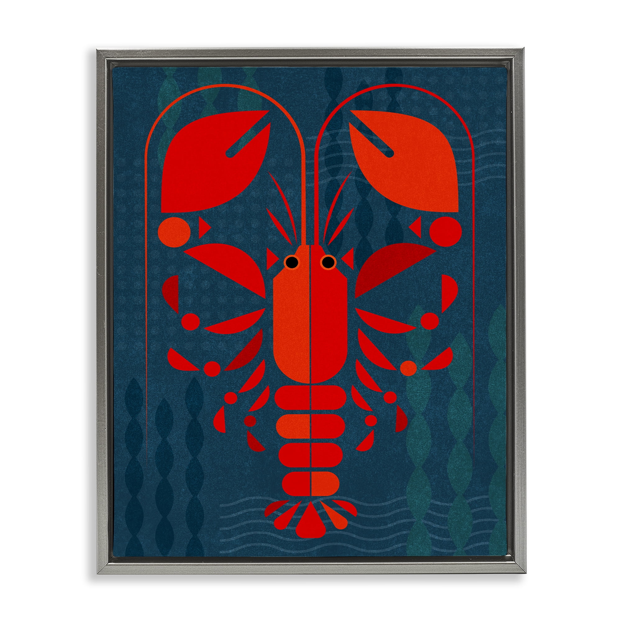 Stupell Industries Nautical Lobster Shape Animals Painting Gray Floater Framed Canvas Art Print Wall Art, 25 x 31