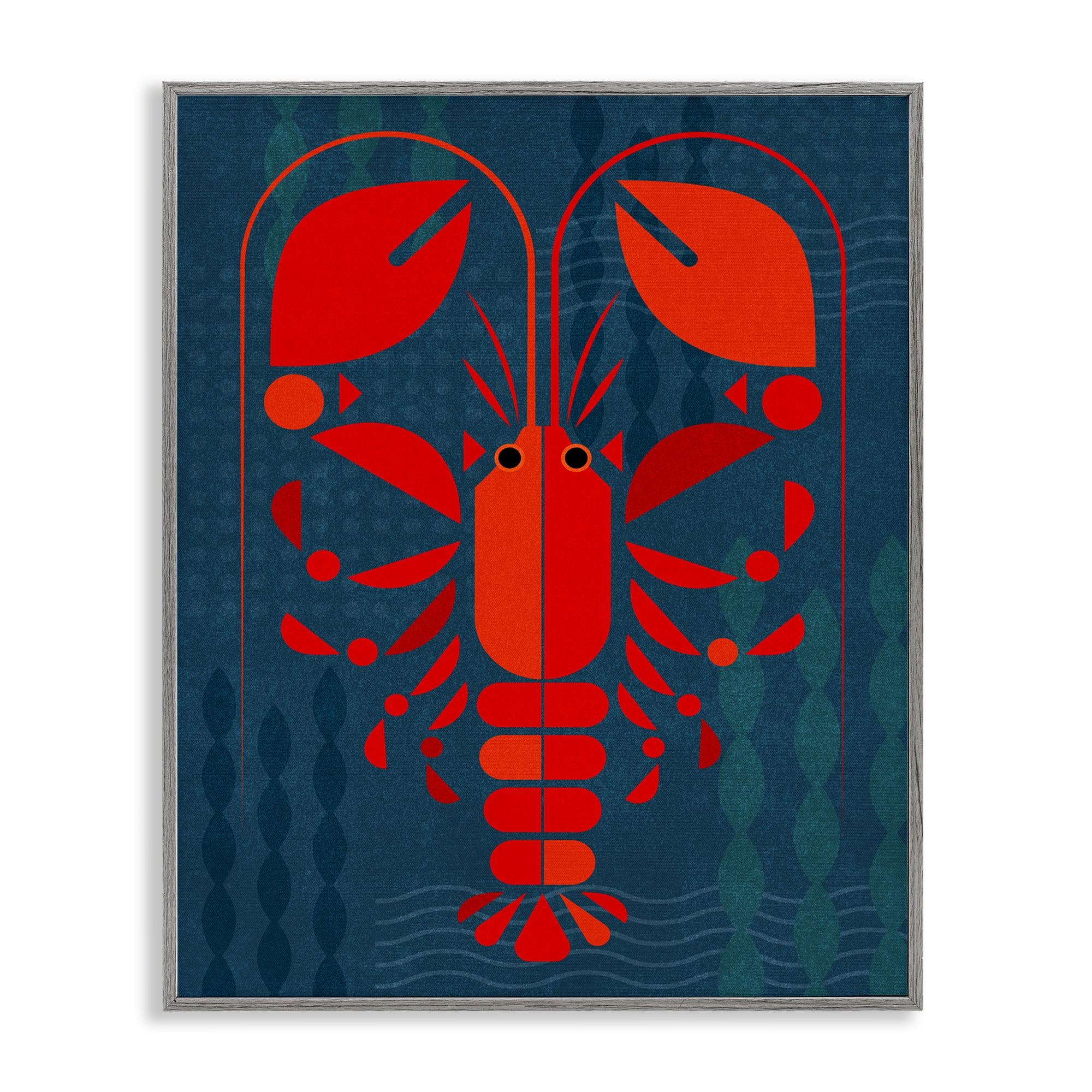 Stupell Industries Nautical Lobster Shape Animals Painting Gray Framed Art Print Wall Art, 11 x 14