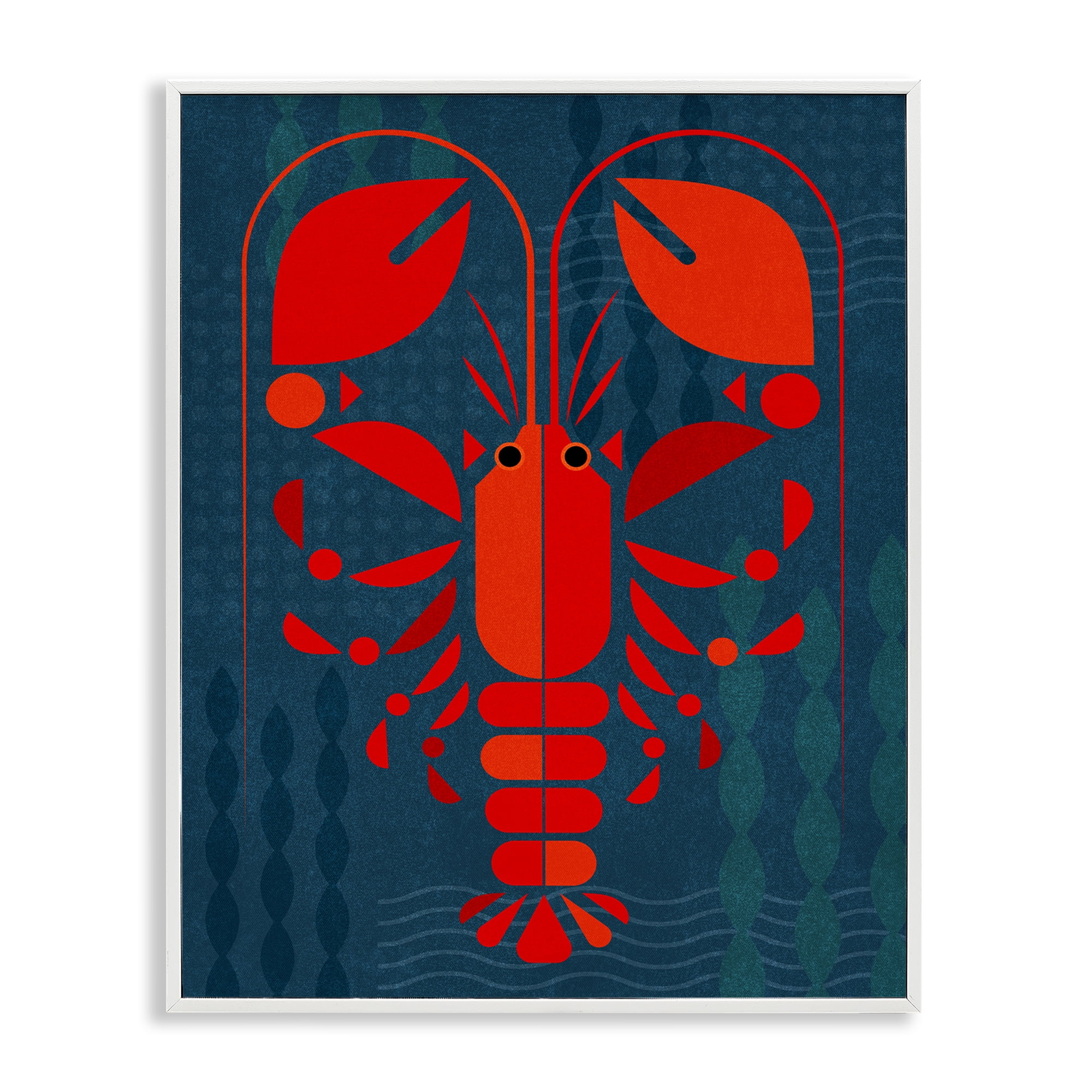 Stupell Industries Nautical Lobster Shape Animals Painting White Framed Art Print Wall Art, 11 x 14