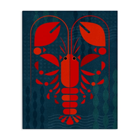 Stupell Industries Nautical Lobster Shape Animals Painting Wrapped Canvas Art Print Wall Art, 16 x 20