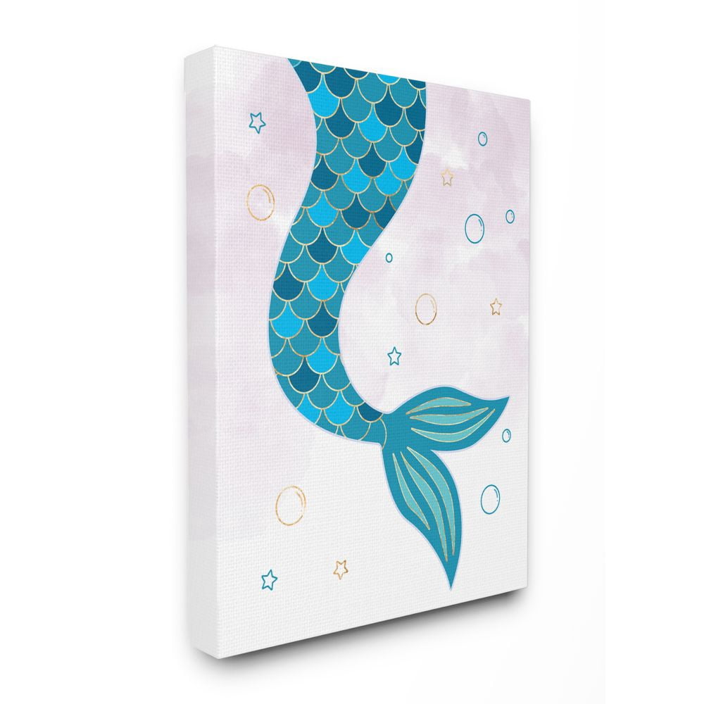 Stupell Industries Nautical Mermaid Scale Tail Sea Water Bubbles Canvas Wall Art Design by Ziwei Li