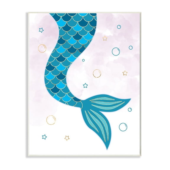 Stupell Industries Nautical Mermaid Scale Tail Sea Water Bubbles Wall Plaque Design by Ziwei Li