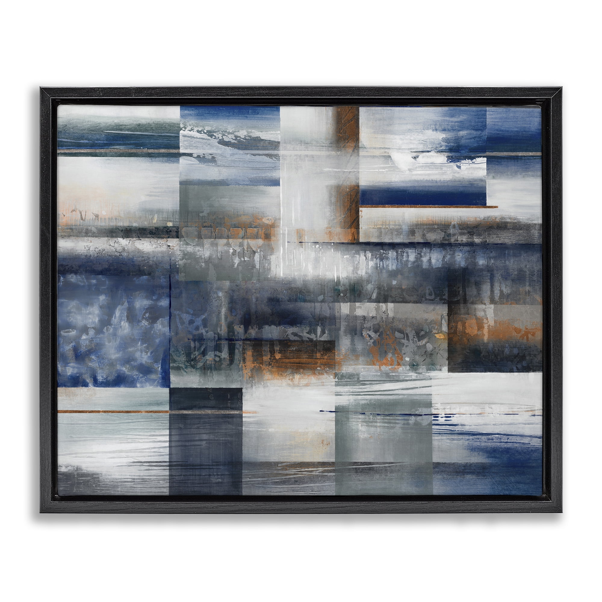 Stupell Industries Nautical & Nature Collage Abstract Painting Black Floater Framed Canvas Art Print Wall Art, 31 x 25