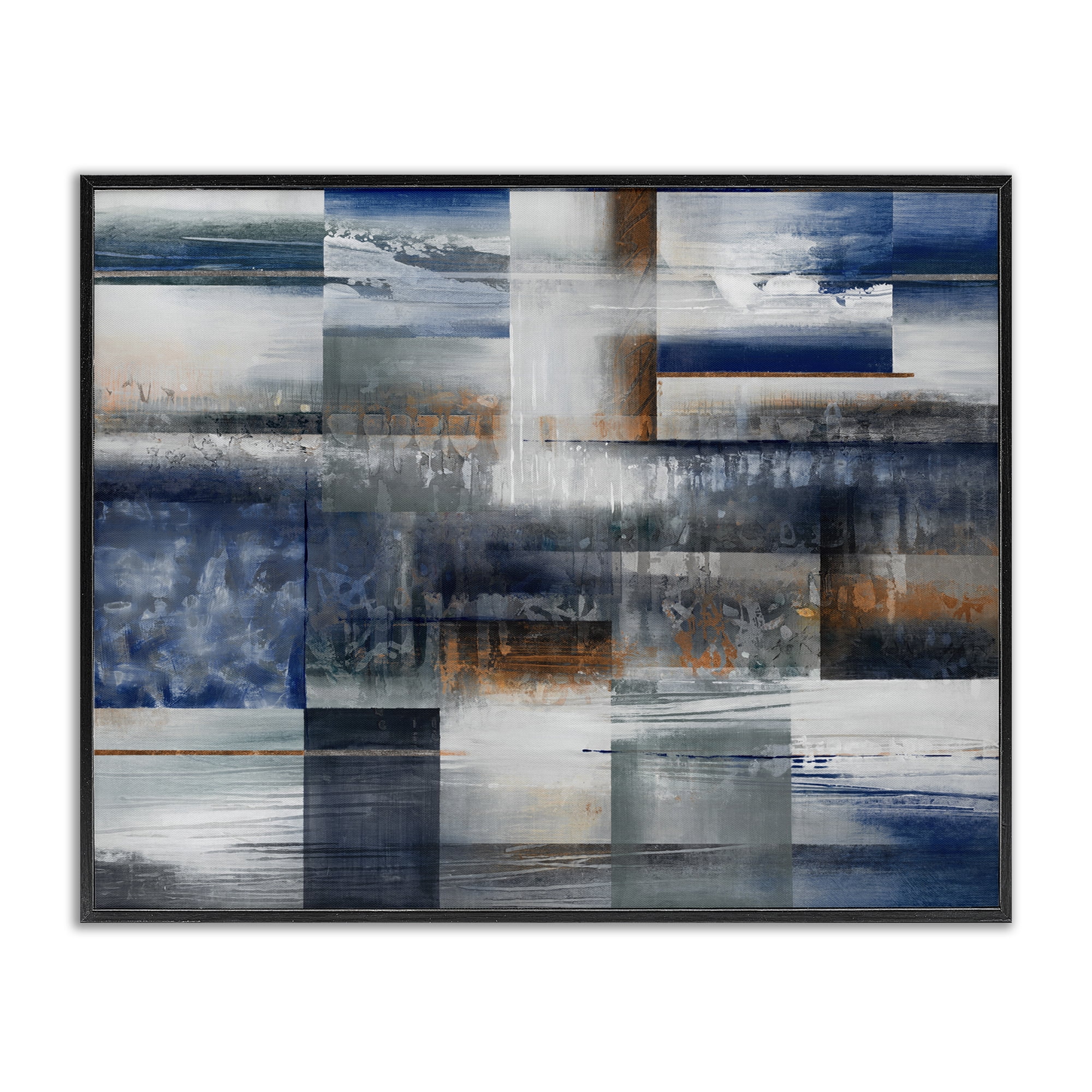 Stupell Industries Nautical & Nature Collage Abstract Painting Black Framed Art Print Wall Art, 20 x 16