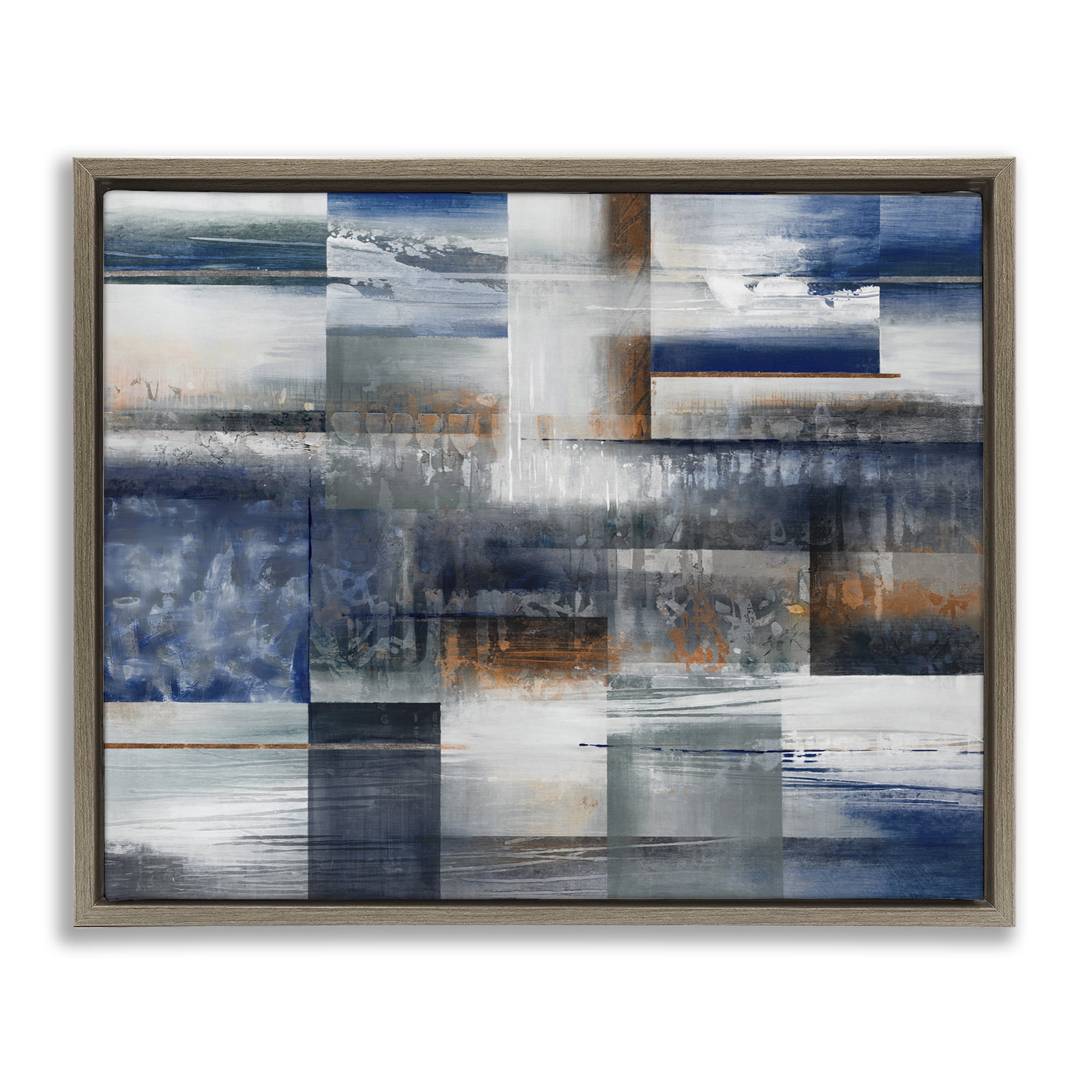 Stupell Industries Nautical & Nature Collage Abstract Painting Brown Floater Framed Canvas Art Print Wall Art, 31 x 25