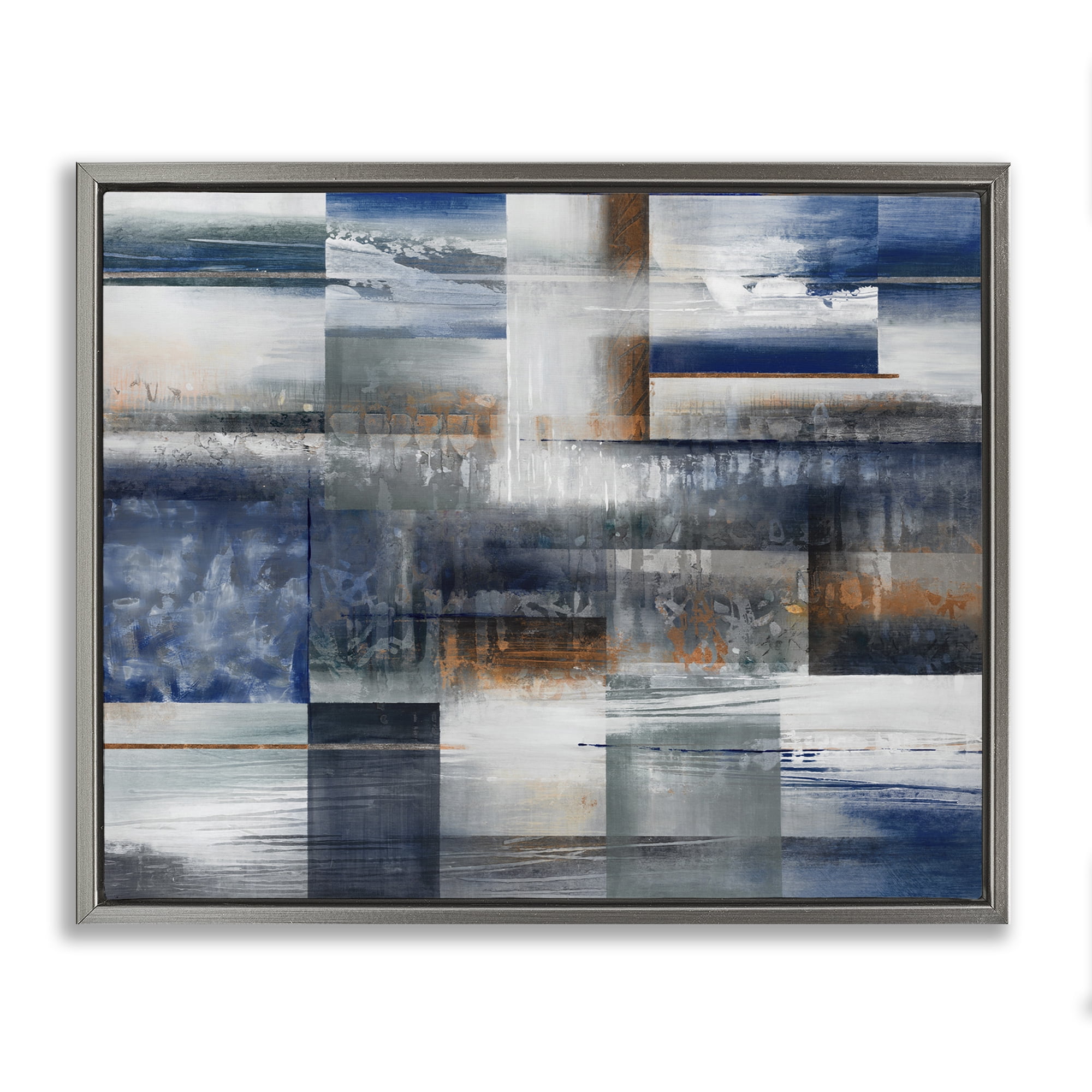 Stupell Industries Nautical & Nature Collage Abstract Painting Gray Floater Framed Canvas Art Print Wall Art, 31 x 25