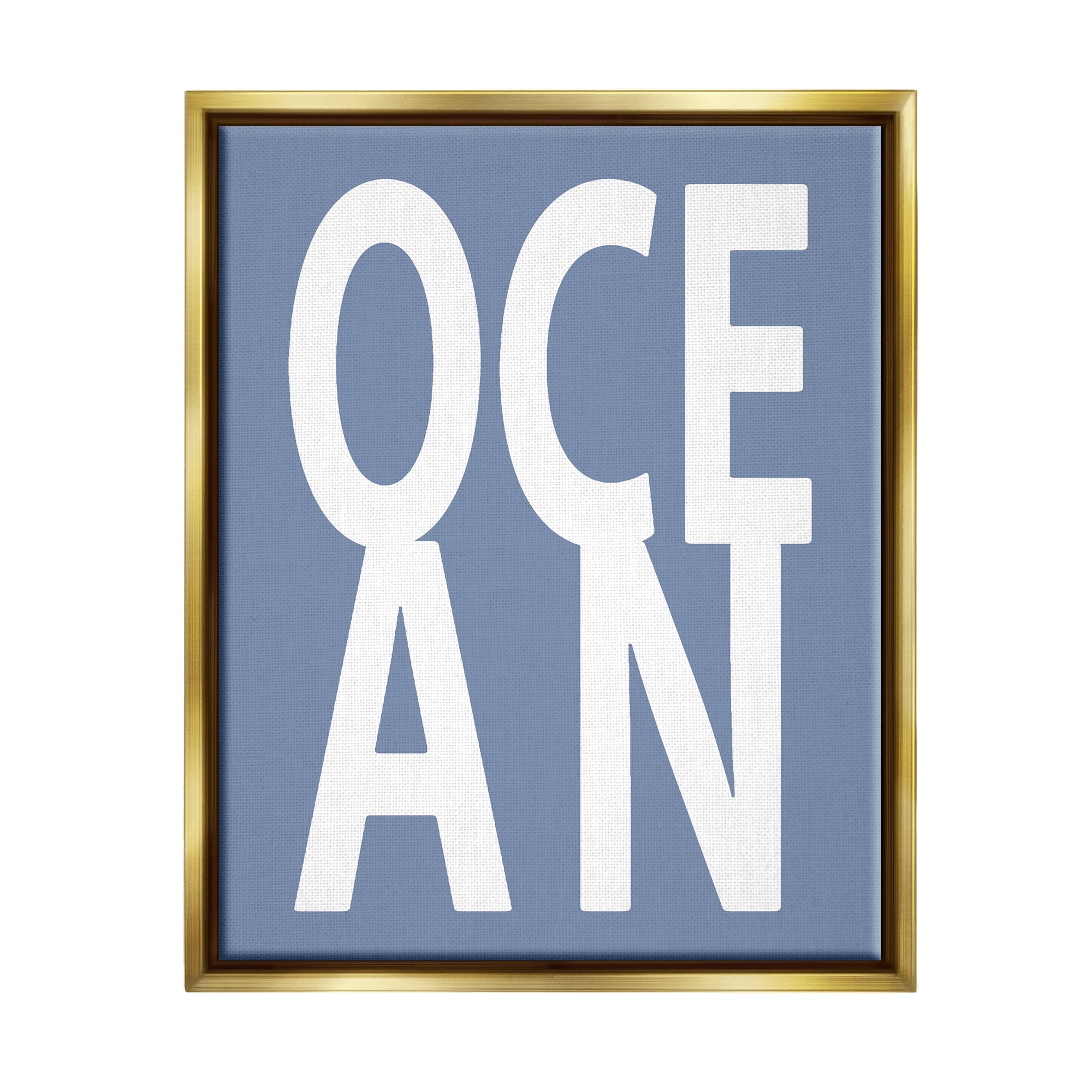 Stupell Industries Nautical Ocean Text Nature Painting Gold Floater Framed Canvas Art Print Wall Art, 25 x 31