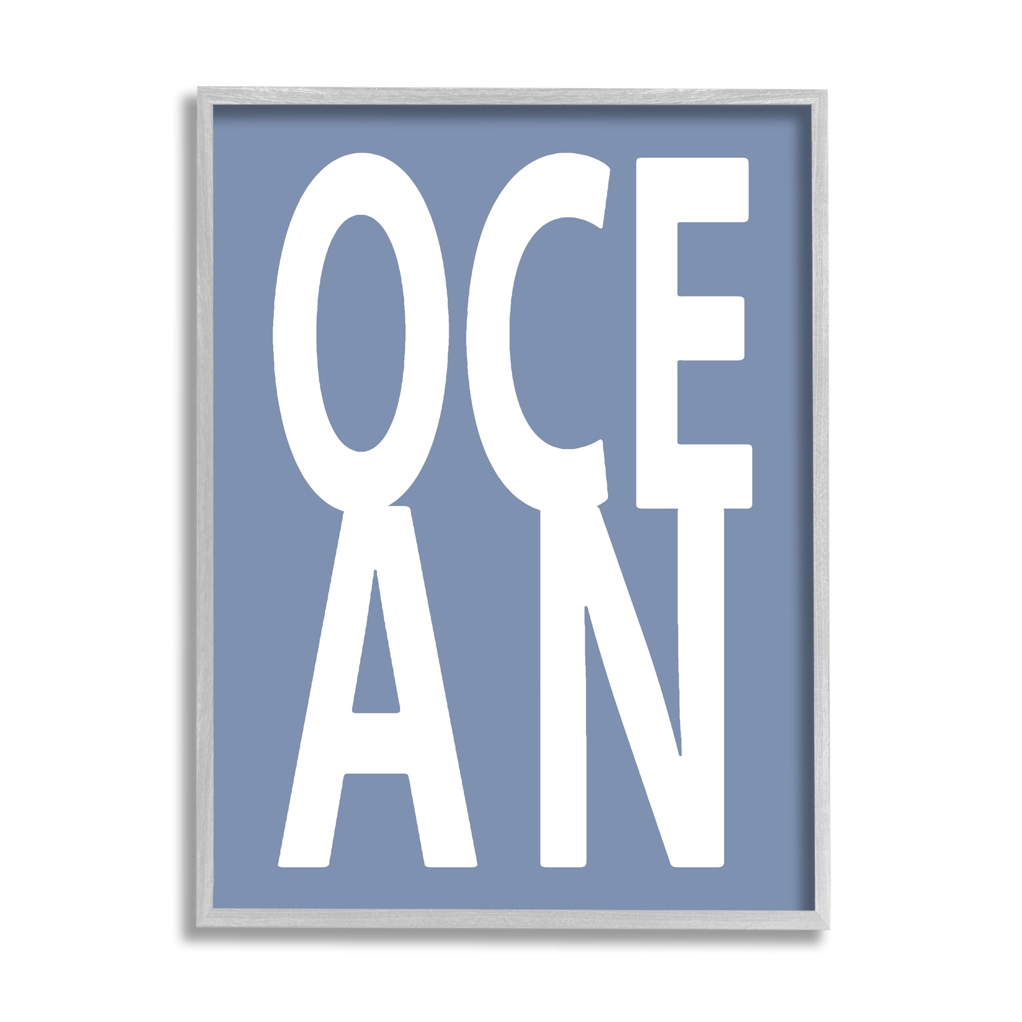 Stupell Industries Nautical Ocean Text Nature Painting Gray Framed Art Print Wall Art, 24 x 30